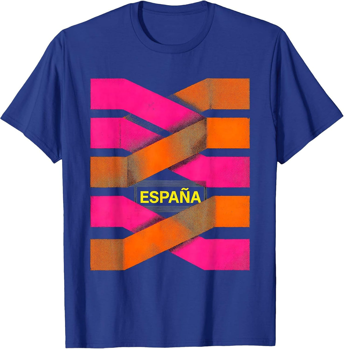 España Risograph Spanish National Pride Barcelona Travel T-Shirt - Royal Blue