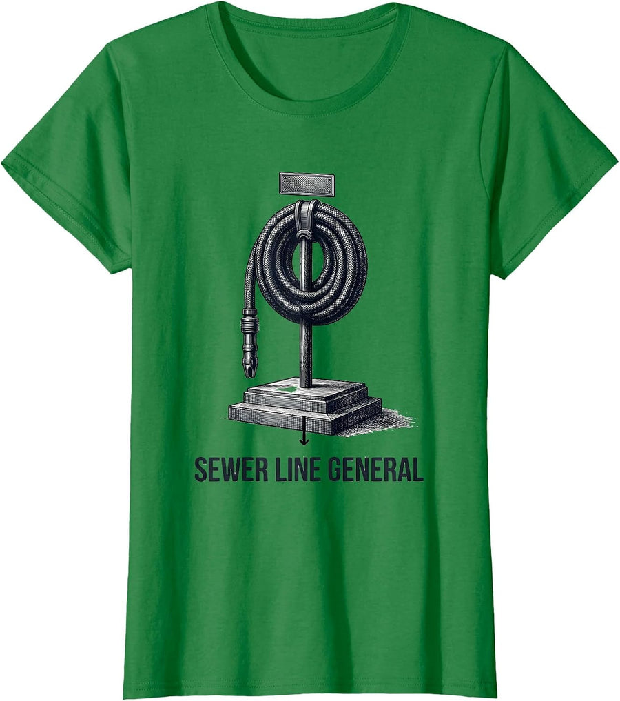 Women's Sewer Line General Funny Plumber Dad Joke Plumbing Gift T-Shirt - Kelly Green