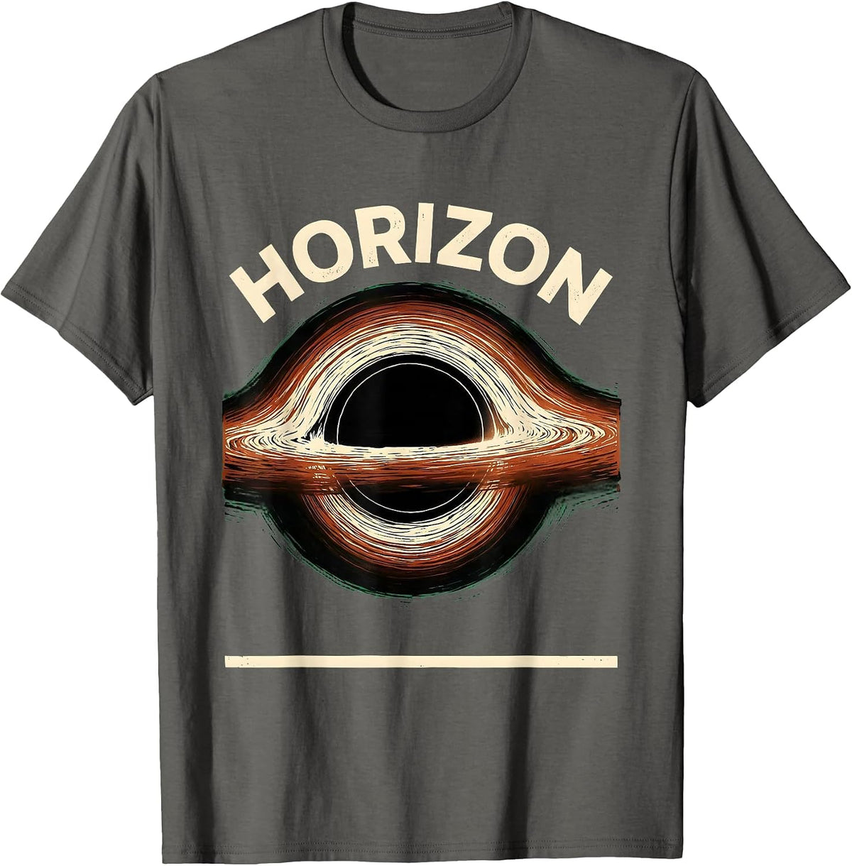 Men's Horizon Linocut Black Hole Astrophysics Science Student T-Shirt - Asphalt Grey