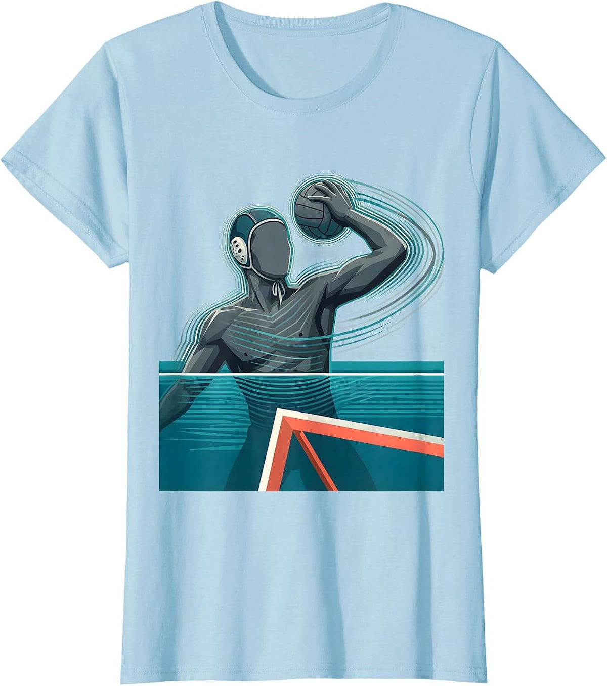 Women's Water Polo Player Windup Throw Sports Fan Humor T-Shirt - Baby Blue