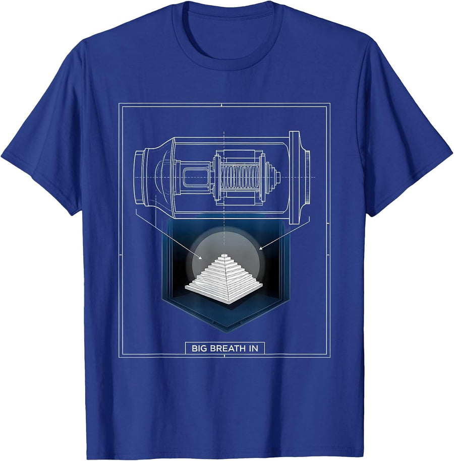 Big Breath In Technical Blueprint Radiologic Technologist T-Shirt - Royal Blue
