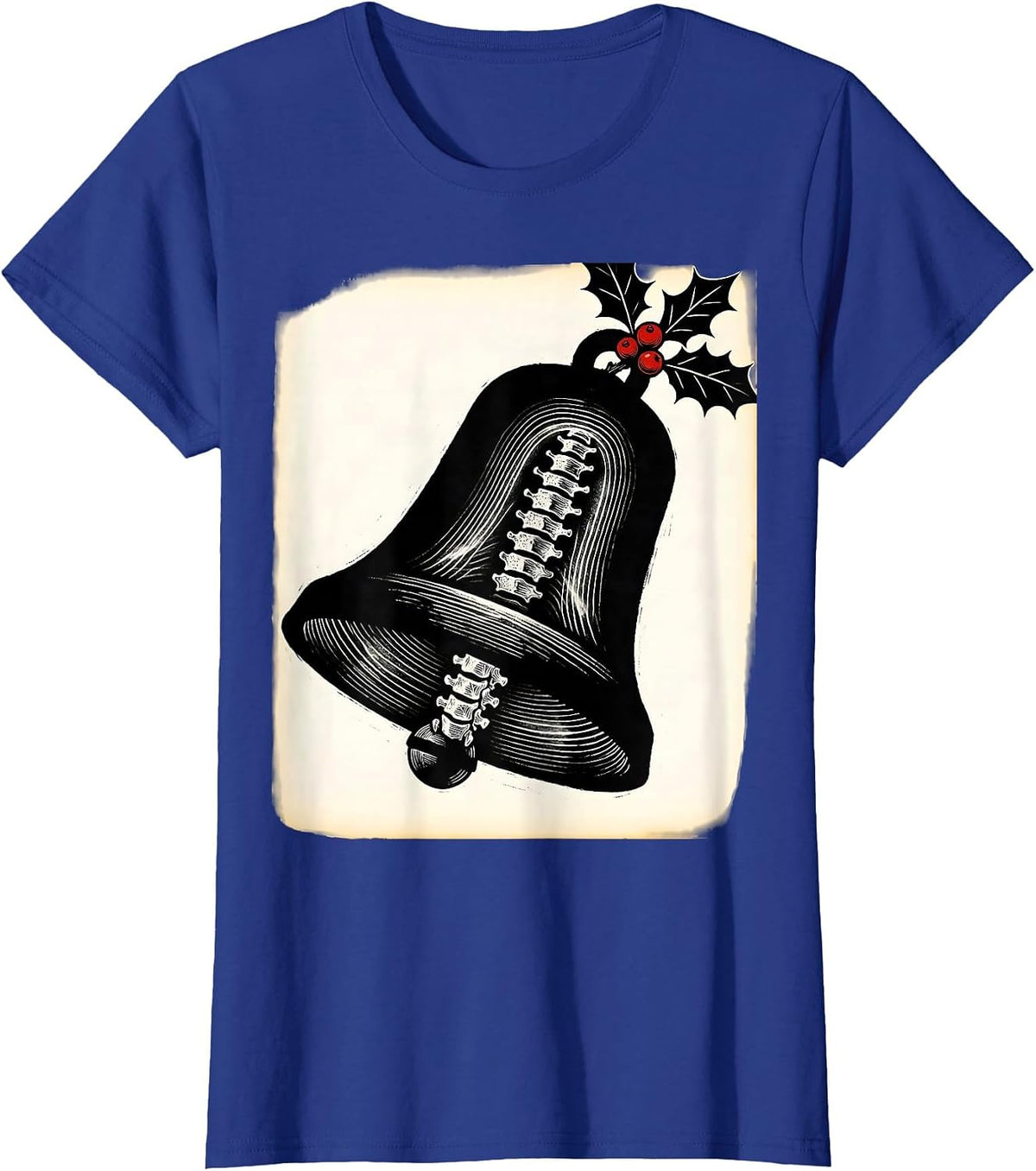 Women's Diagonal Radiographic Christmas Bell Radiology Tech Humor T-Shirt - Royal Blue