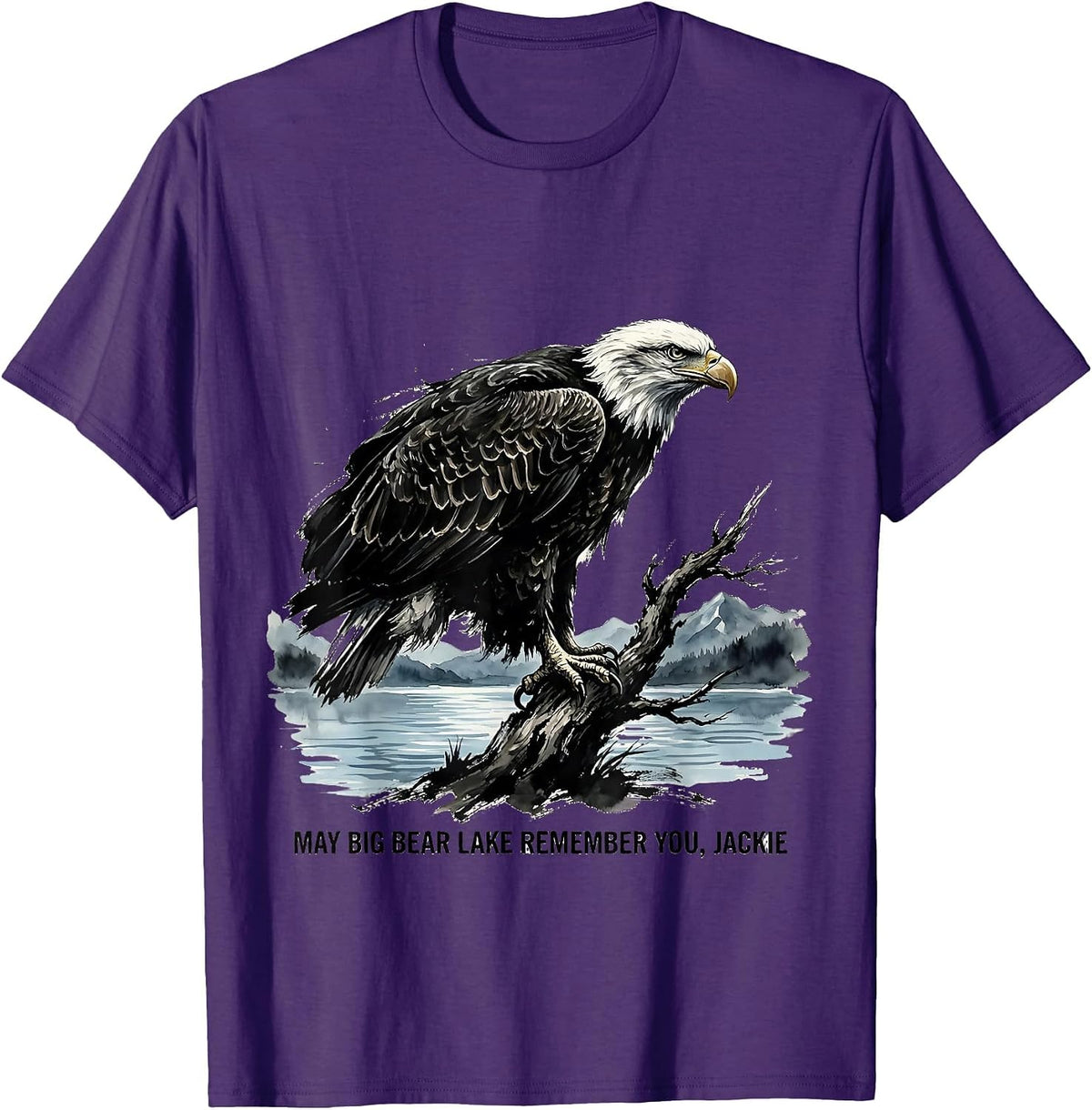 May Big Bear Lake Remember You Jackie Vintage Eagle Memorial T-Shirt - Purple