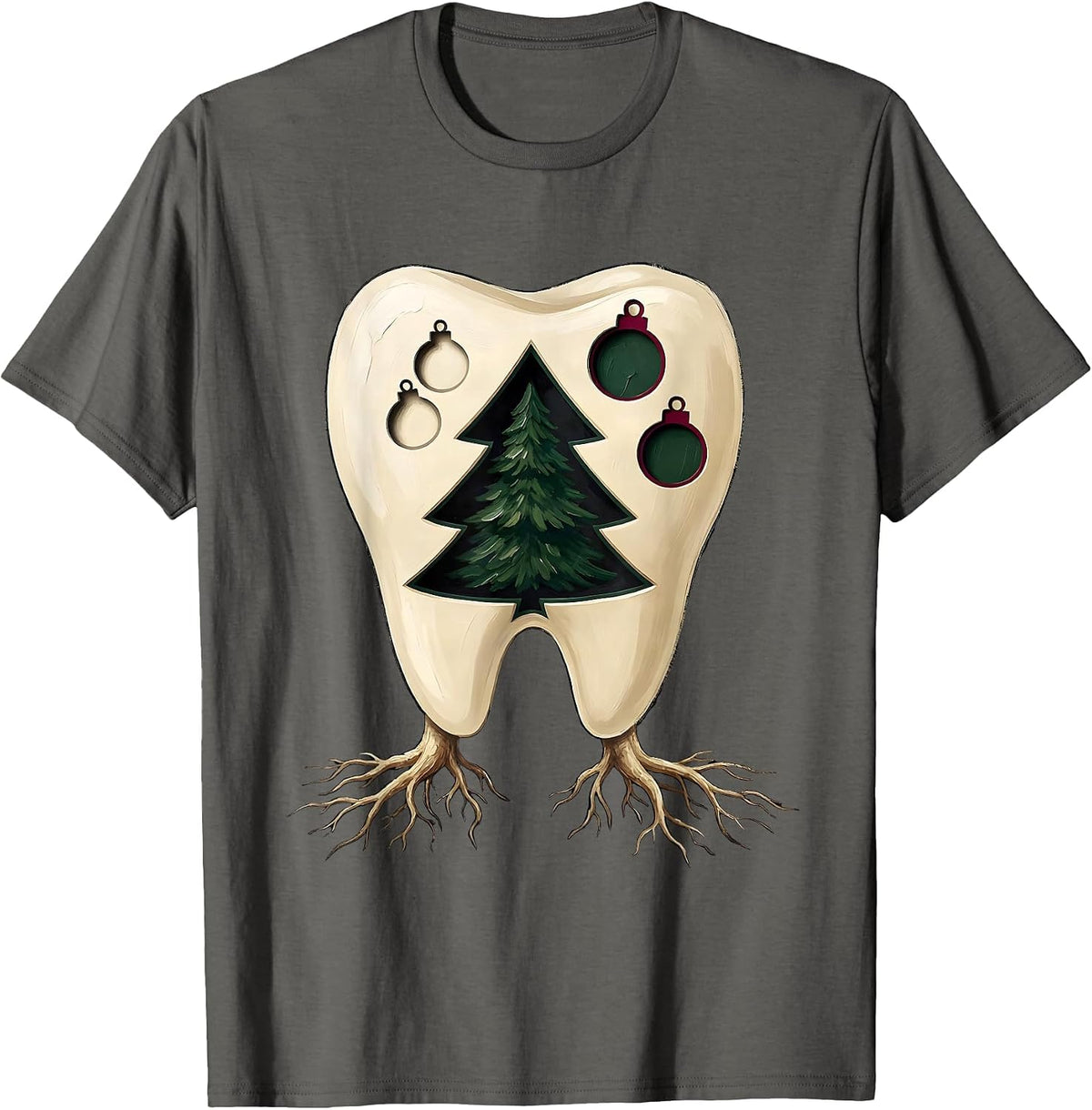 Men's Oversized Broad Tooth Christmas Dentist Dental Team Humor T-Shirt - Asphalt Grey