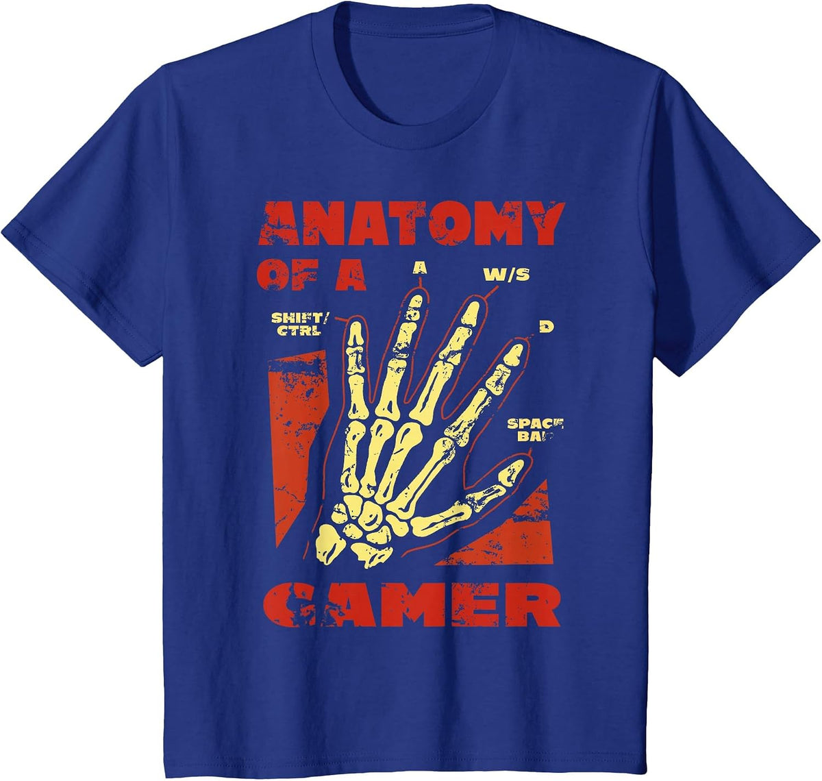 Anatomy of a Gamer Video Game Player Gamer T-Shirt - Royal Blue