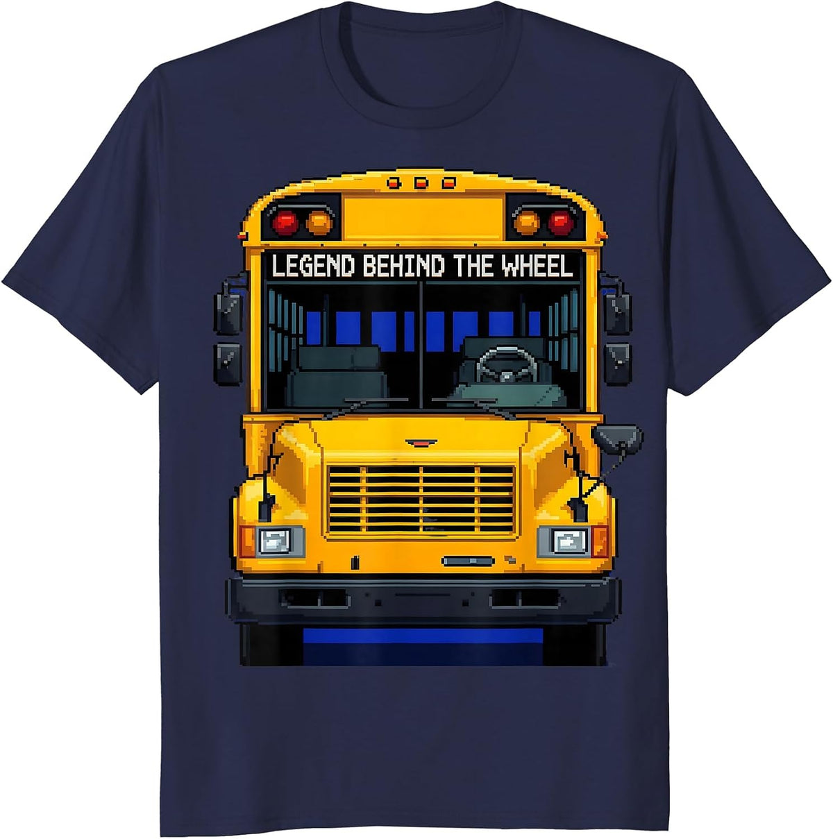 Legend Behind The Wheel School Bus Driver Design T-Shirt - Navy Blue