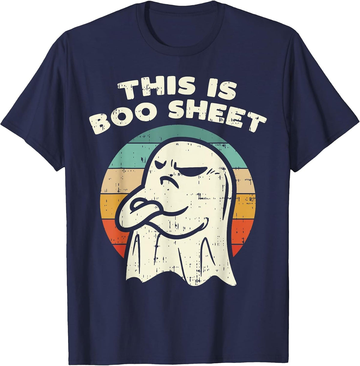 This is Boo Sheet Ghost Retro Halloween Costume Men Women T-Shirt - Navy Blue