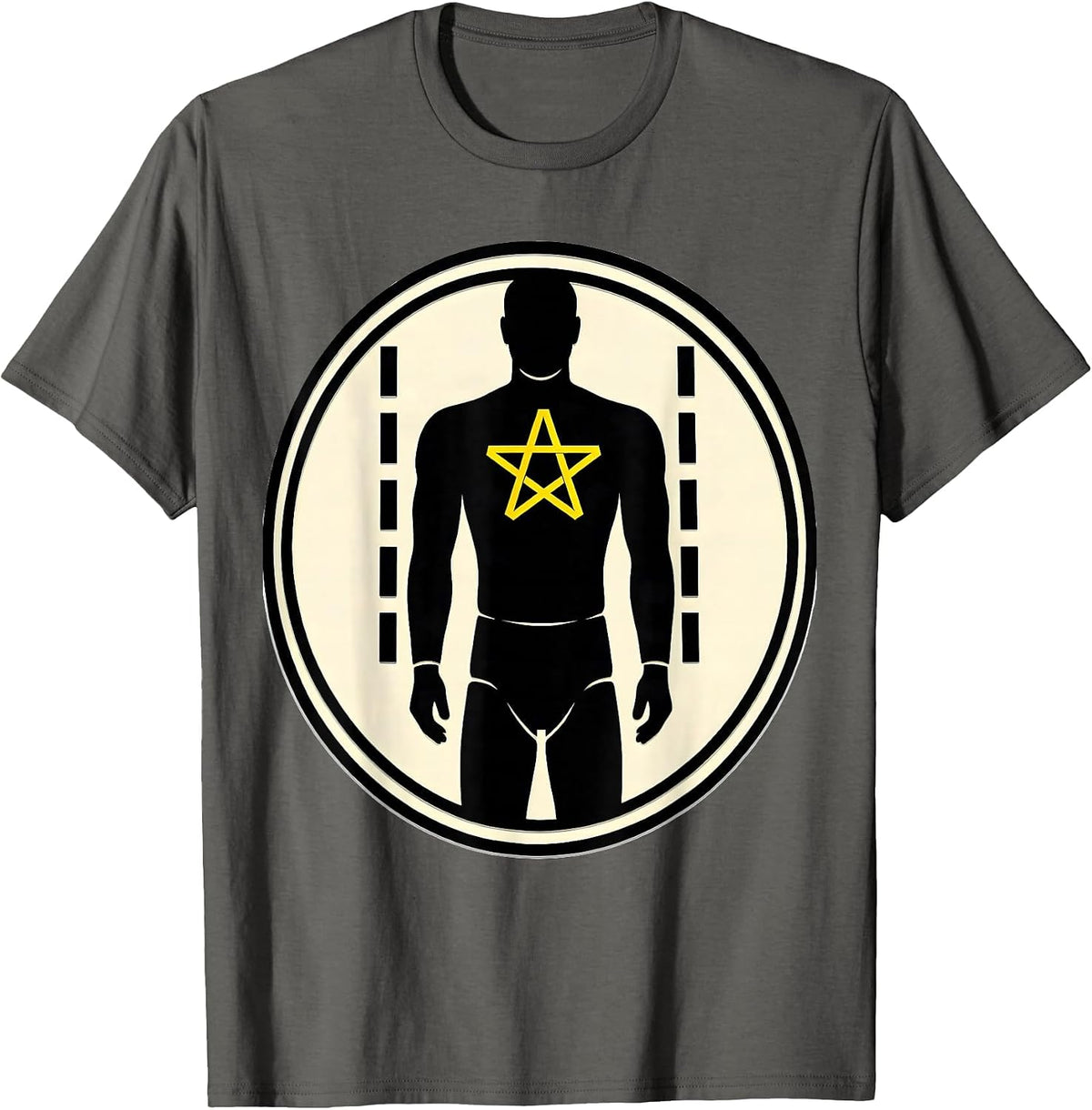 Men's Sealed EMT Stencil Badge Deadpan Paramedic Humor T-Shirt - Asphalt Grey