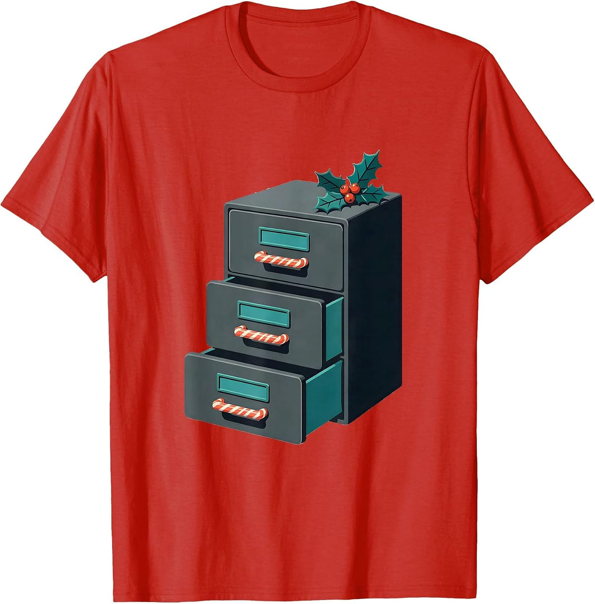 Men's Pharmacy Tech Squad Midcentury Modern Christmas T-Shirt - Red
