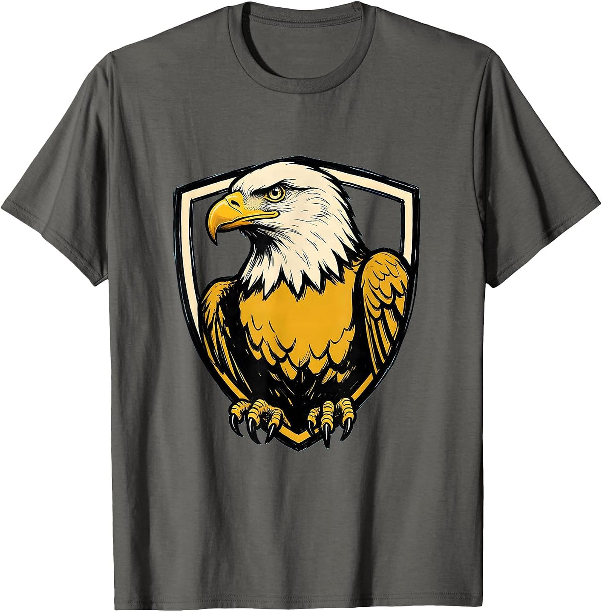 Bald Eagle Shield Mascot Fan Family Pride T-Shirt - Asphalt Grey
