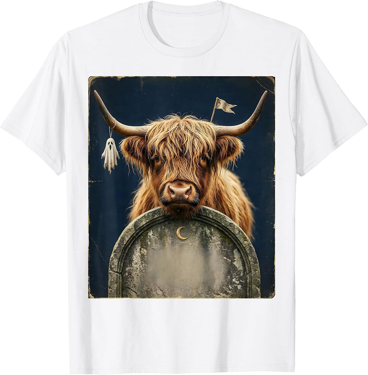 Men's Highland Cow Vintage Halloween Costume Humor T-Shirt - White