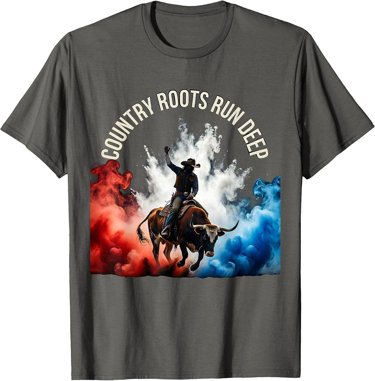 Men's Country Roots Run Deep Cow Women Design T-Shirt - Asphalt Grey