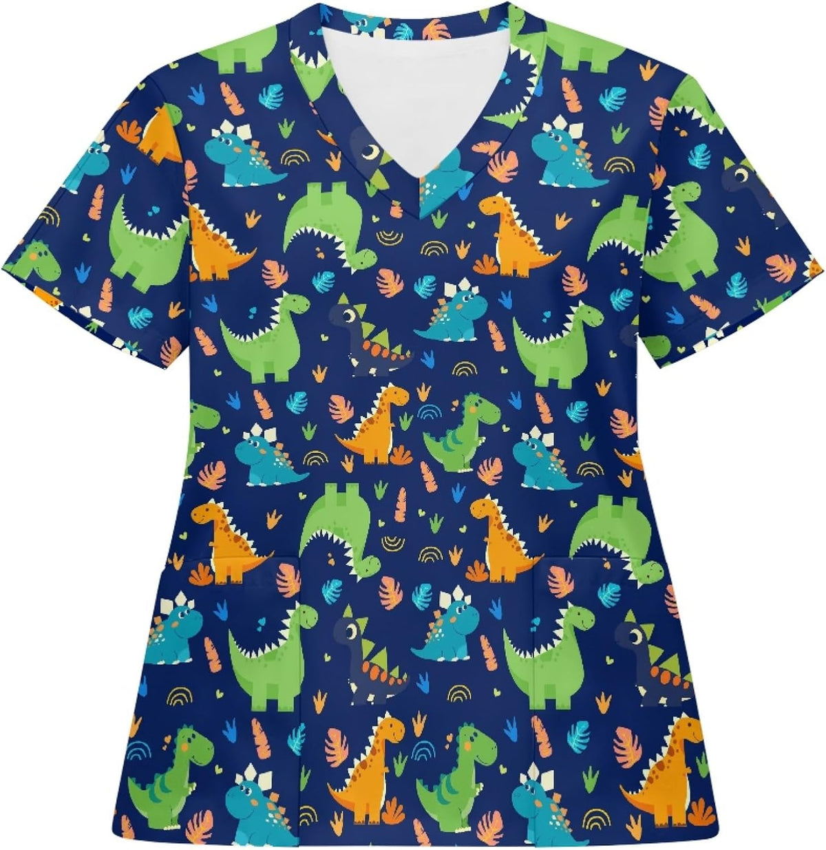 JoyLamoria Scrub Tops Women Shirts V Neck Short Sleeve Plus Size Scrubs for Womens Nursing Uniforms Shirts with Pockets -