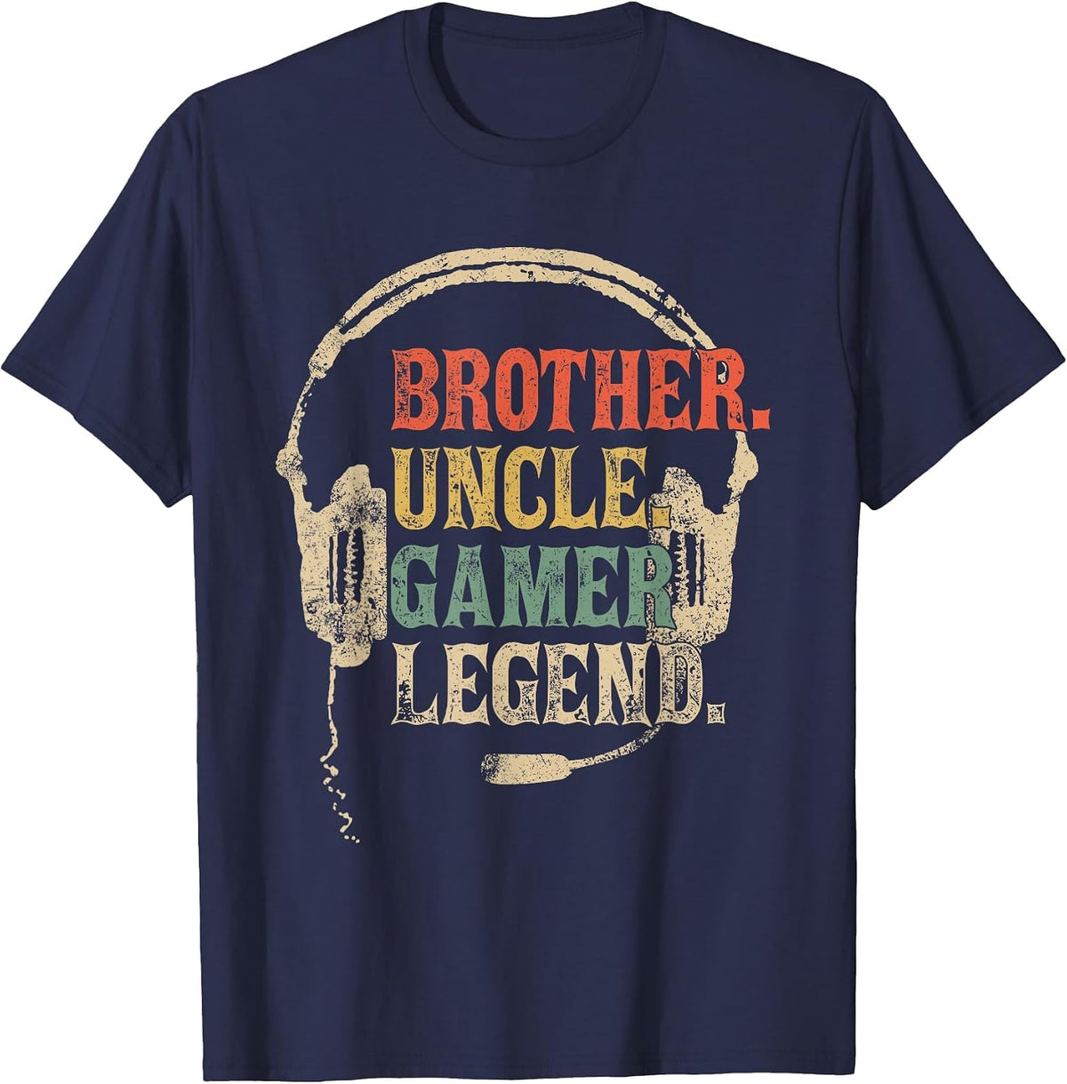 Funny Gamer Brother Uncle Gaming Legend Vintage Video Game T-Shirt - Navy Blue