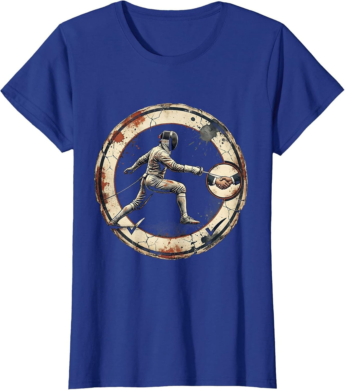 Women's Distressed Fencing Fencer Sport Fan Humor T-Shirt - Royal Blue