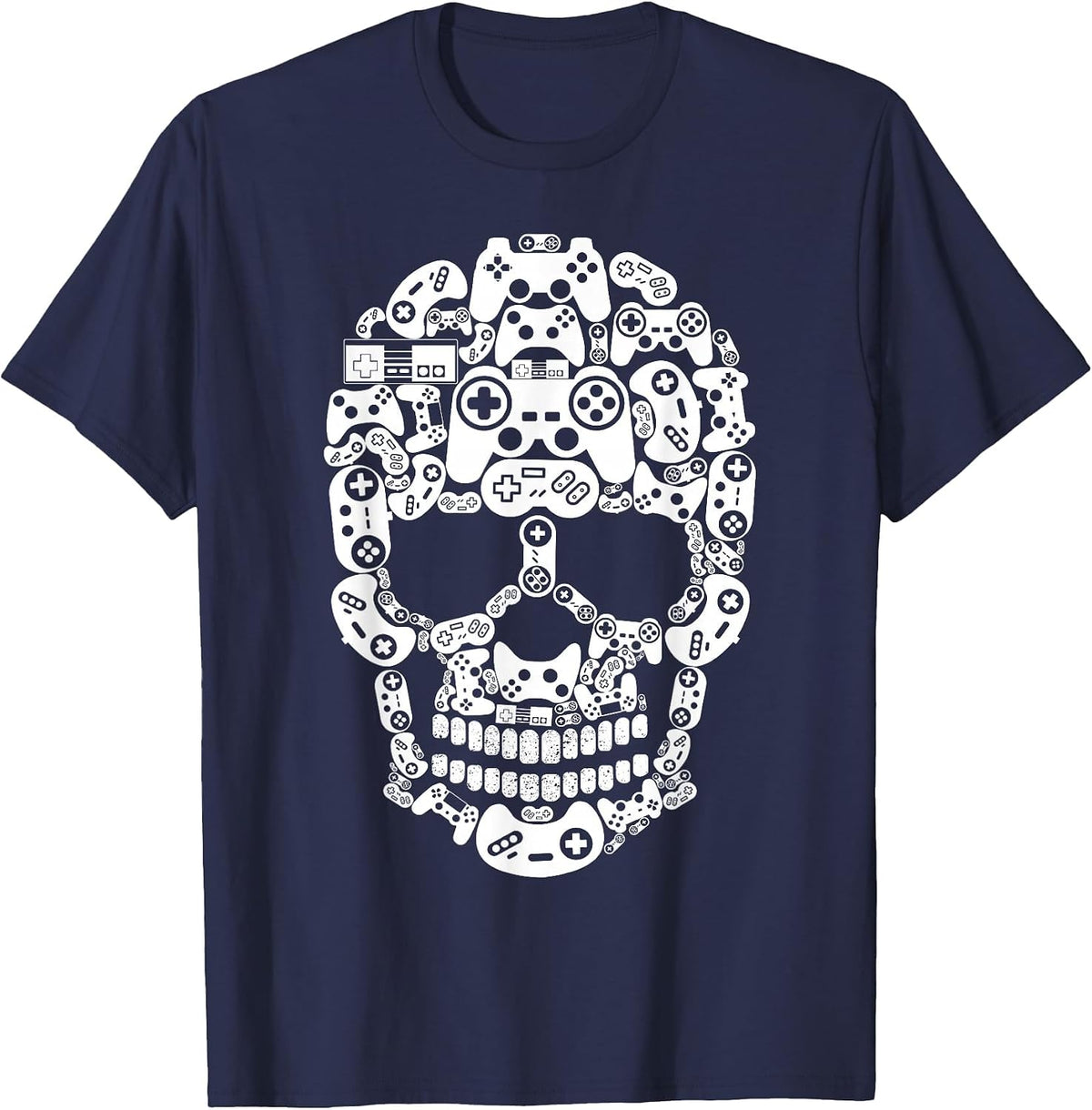 Halloween Skeleton Skull Gamer Boys Men Controller Gaming T-Shirt - Navy Blue
