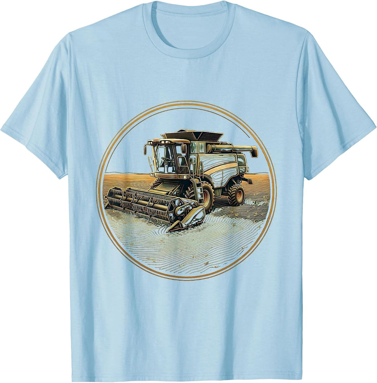 Men's Nebraska Vintage Combine Harvester Wheat Field T-Shirt - Baby Blue