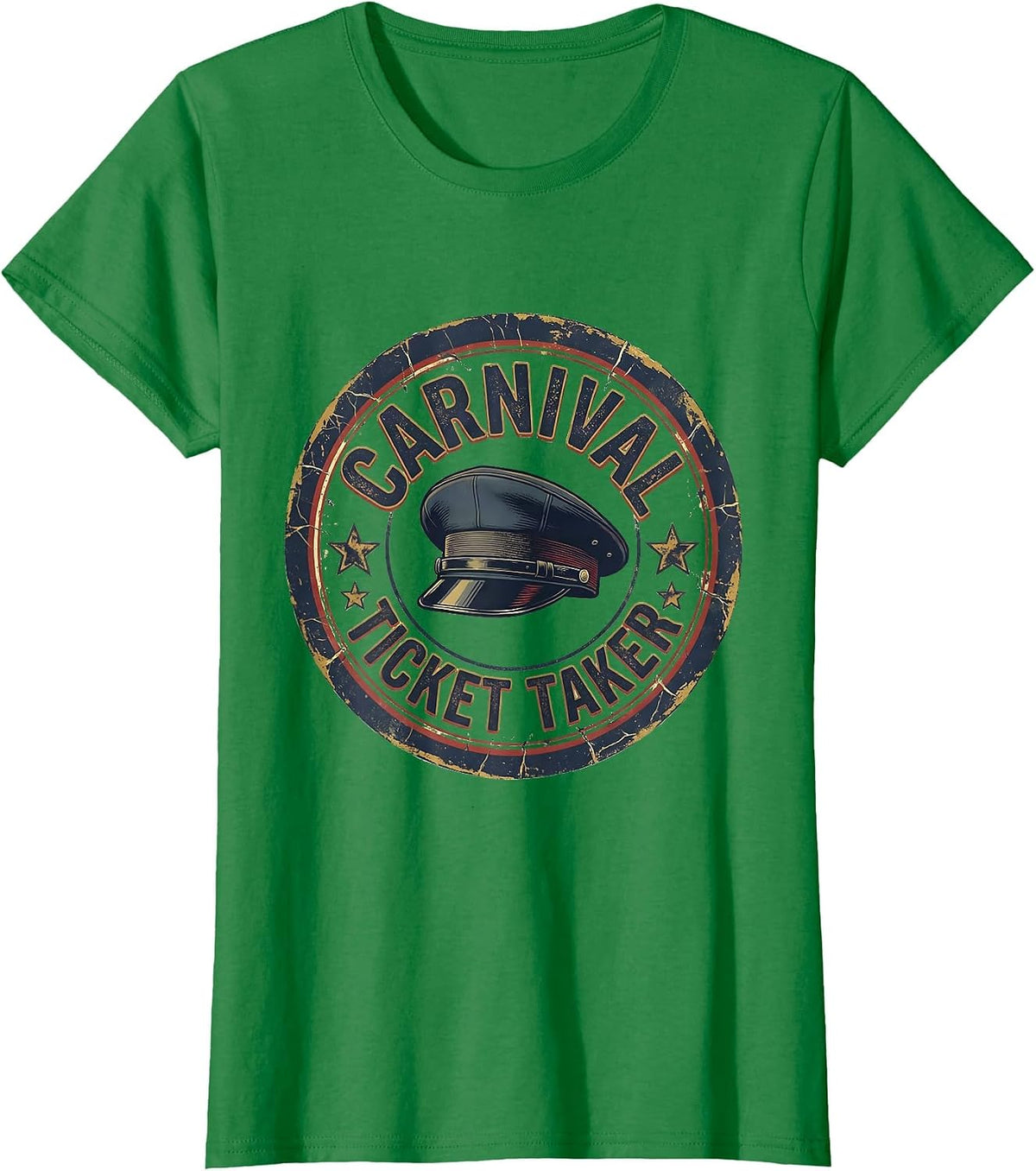 Carnival Ticket Taker Distressed Circus Party Costume Staff T-Shirt - Kelly Green
