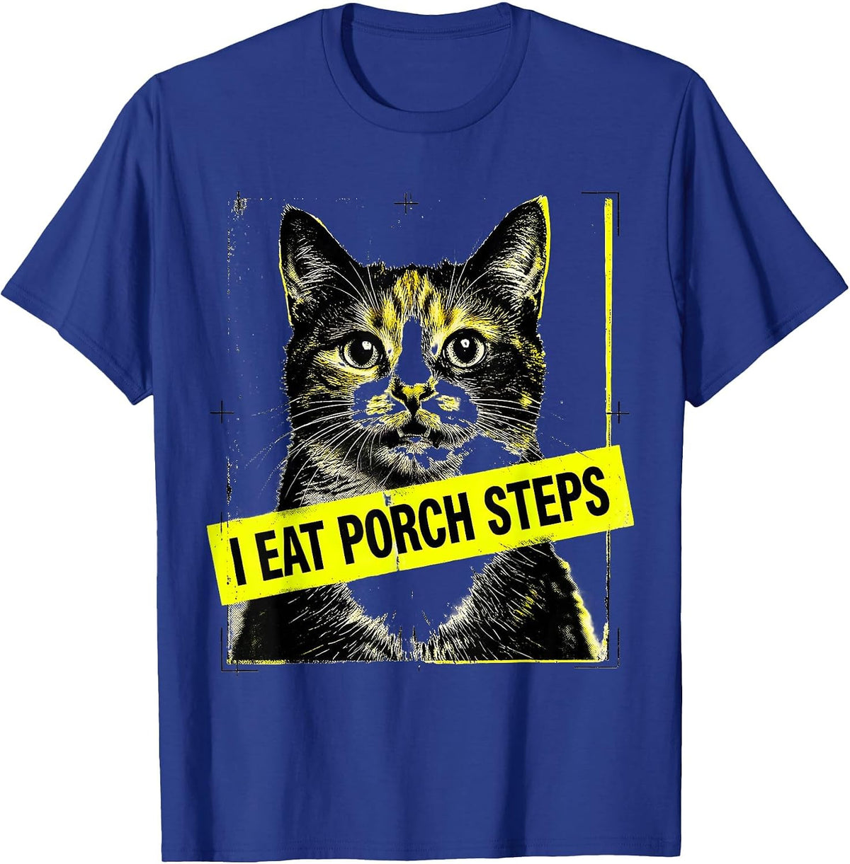 Men's I Eat Porch Steps Funny Cat Meme Bootleg Graphic T-Shirt - Royal Blue