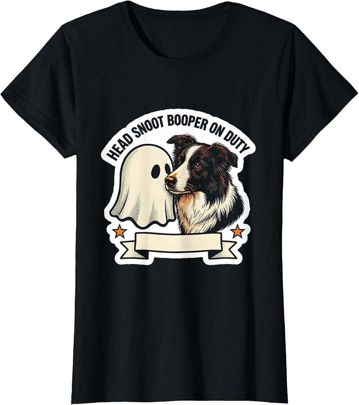 Women's Head Snoot Booper On Duty Funny Ghost Dog Lover Halloween T-Shirt - Black