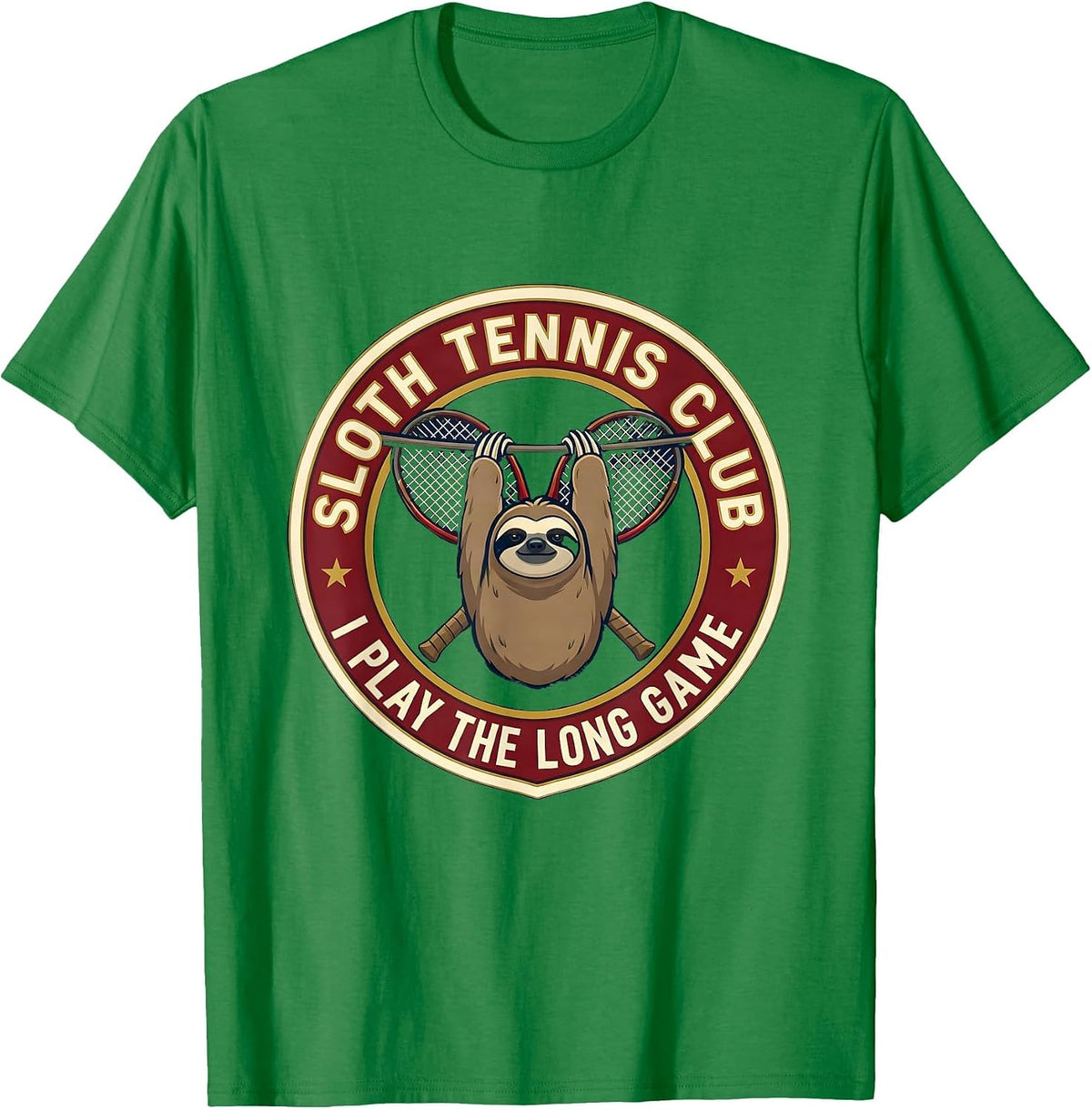 Men's SLOTH TENNIS CLUB I PLAY THE LONG GAME Funny Sloth Lover T-Shirt - Kelly Green