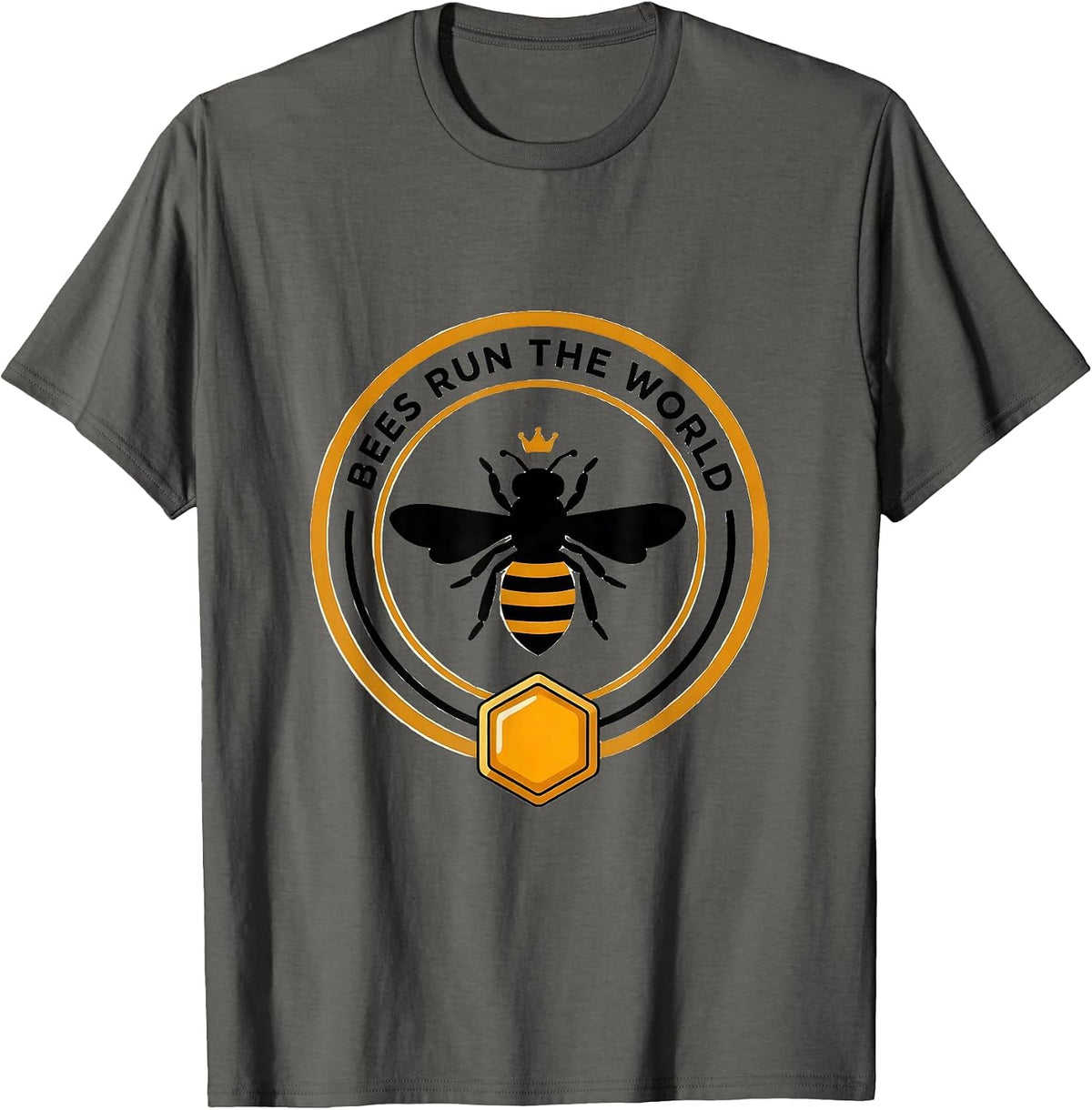 Men's Bees Run The World Bee Lover Design T-Shirt - Asphalt Grey