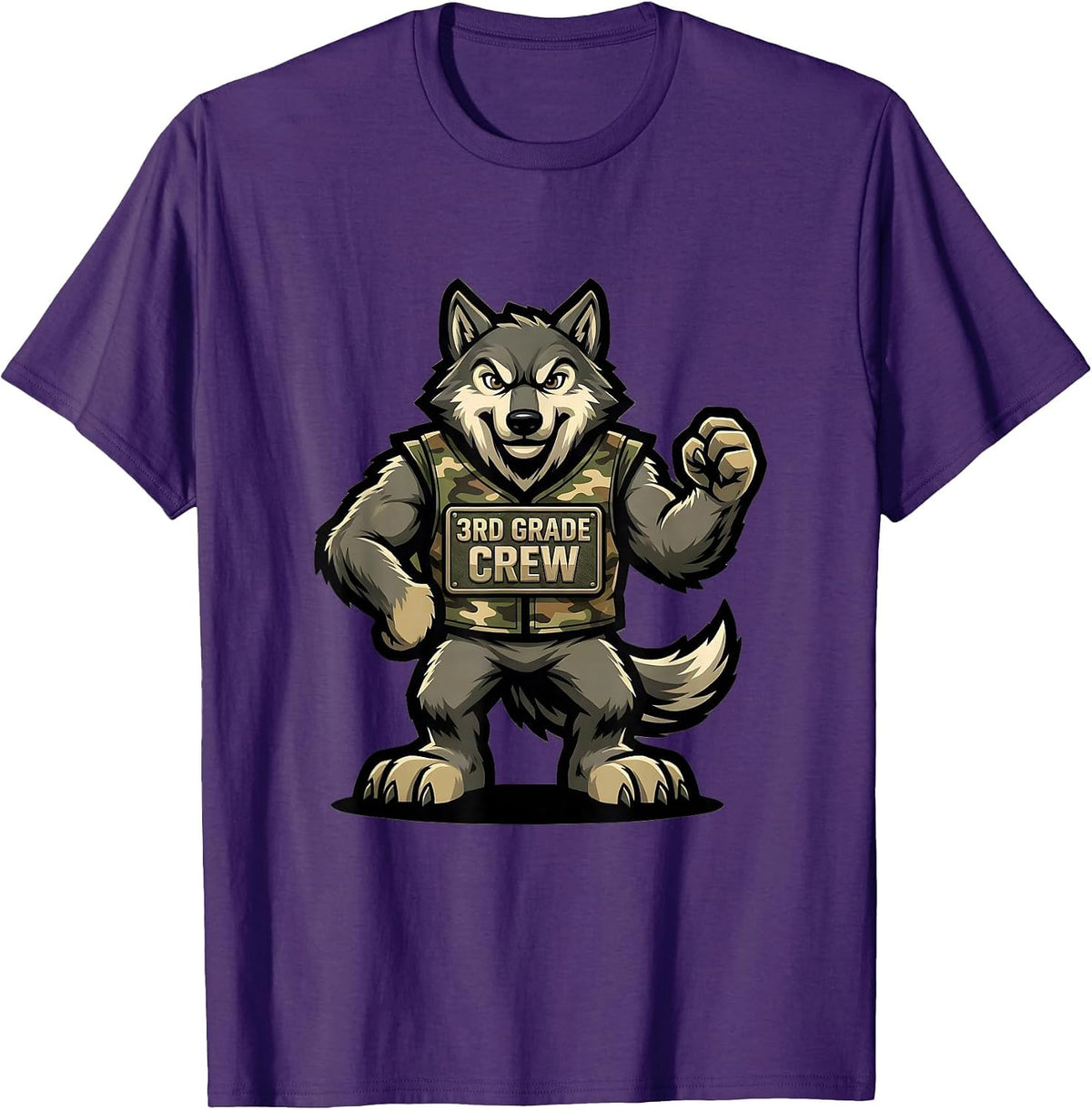 3RD GRADE CREW Camo Third Grade Boy Back To School T-Shirt - Purple