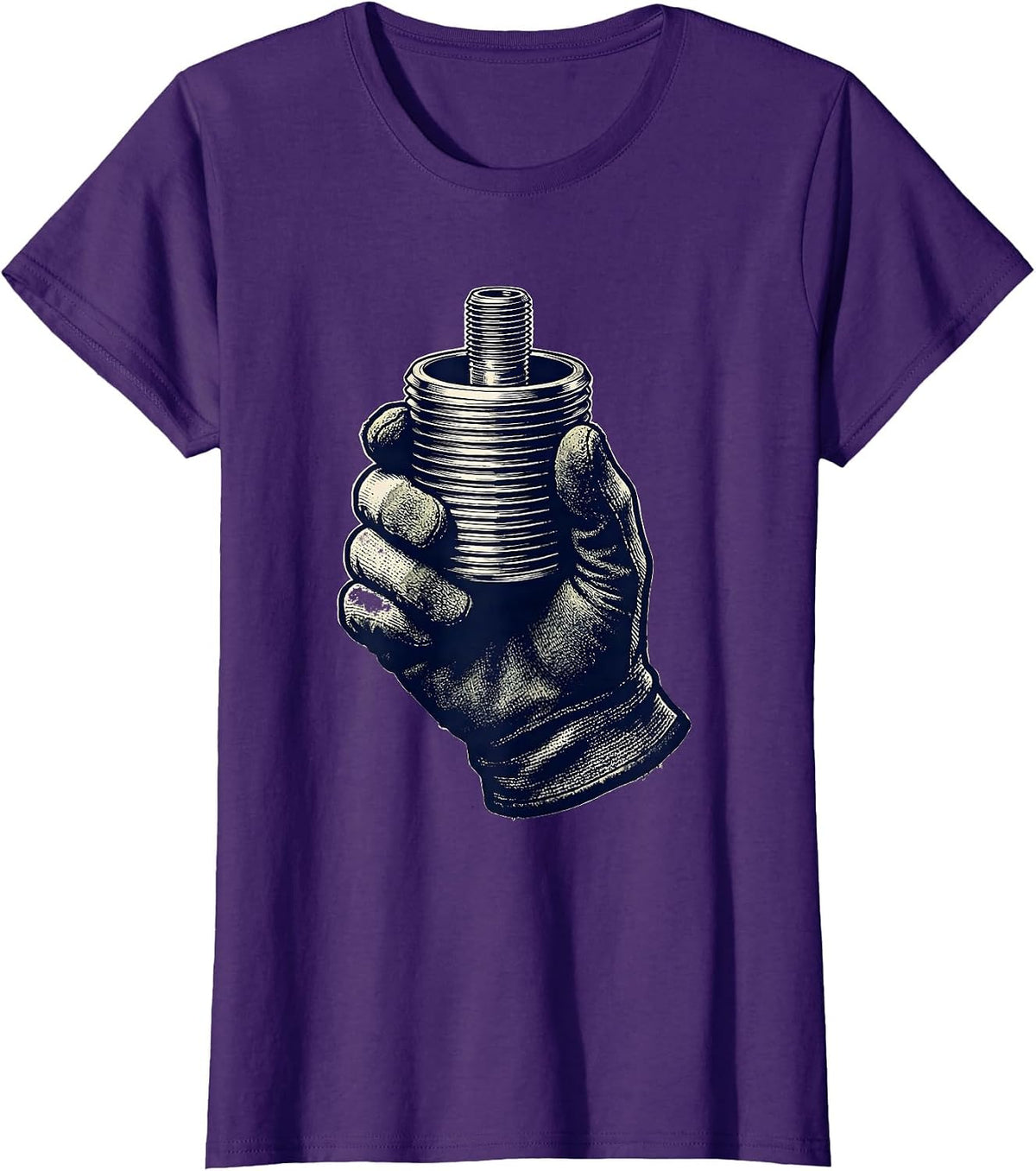Women's Pipe Coupling Funny Plumber Pipefitter Occupational Humor T-Shirt - Purple