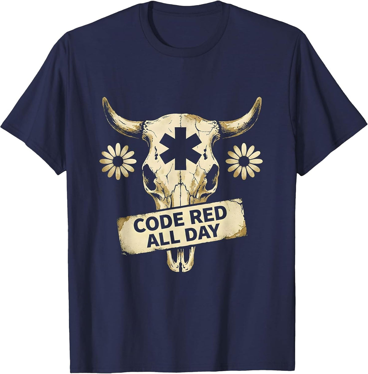 Code Red All Day EMT Graphic Design T-Shirt - Navy Blue