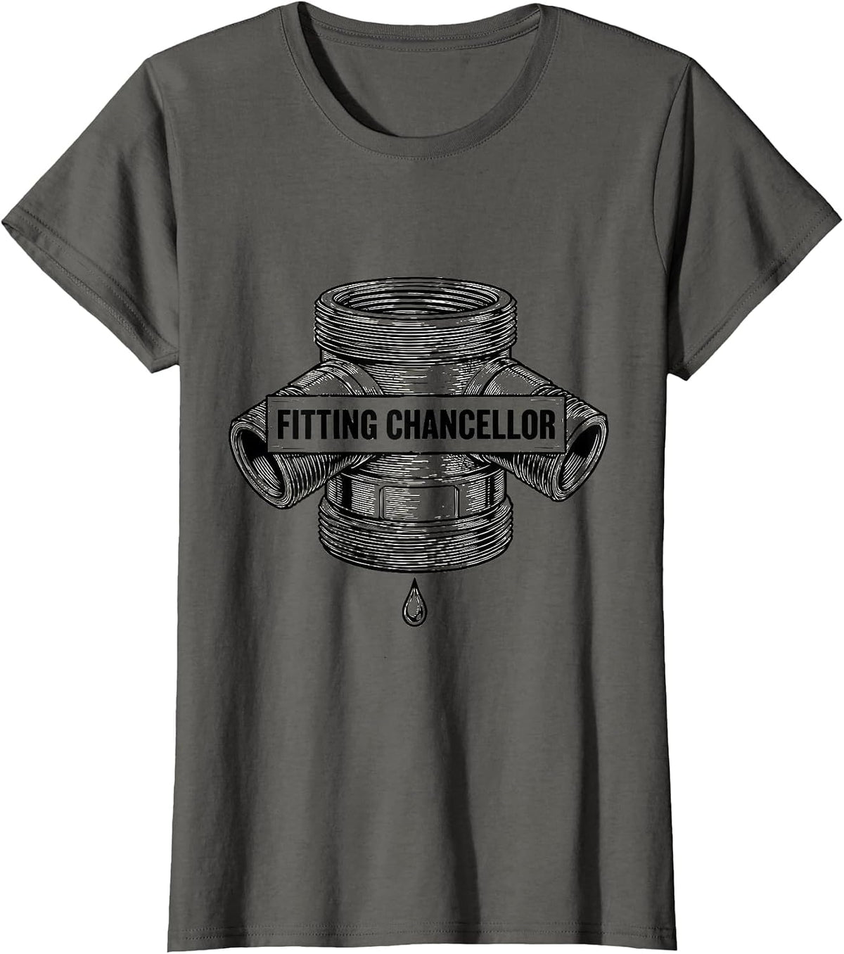 Women's Fitting Chancellor Funny Plumber Pipefitter Steamfitter T-Shirt - Asphalt Grey