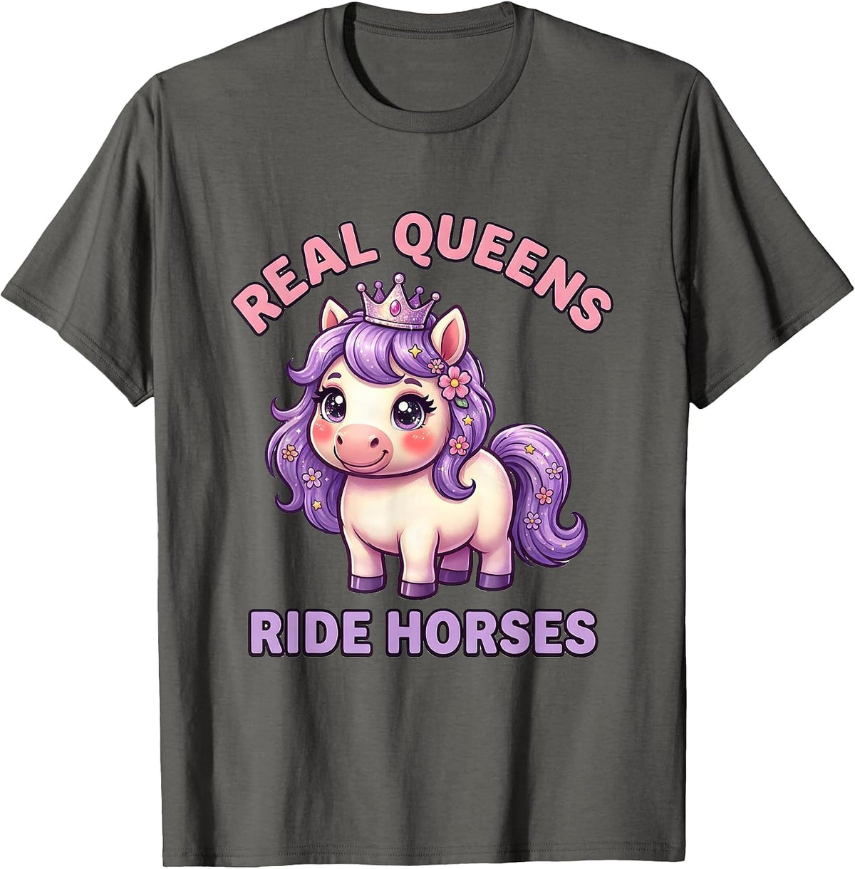 Men's Real Queens Ride Horses Rodeo Design T-Shirt - Asphalt Grey