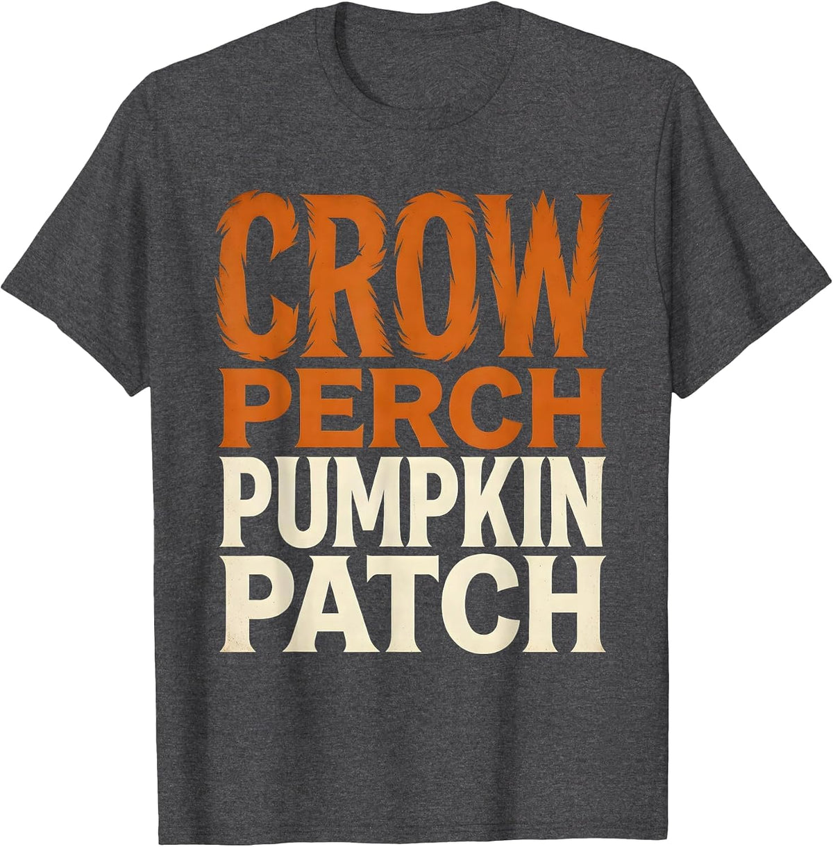Crow Perch Pumpkin Patch Halloween Design T-Shirt - Dark Heather Grey