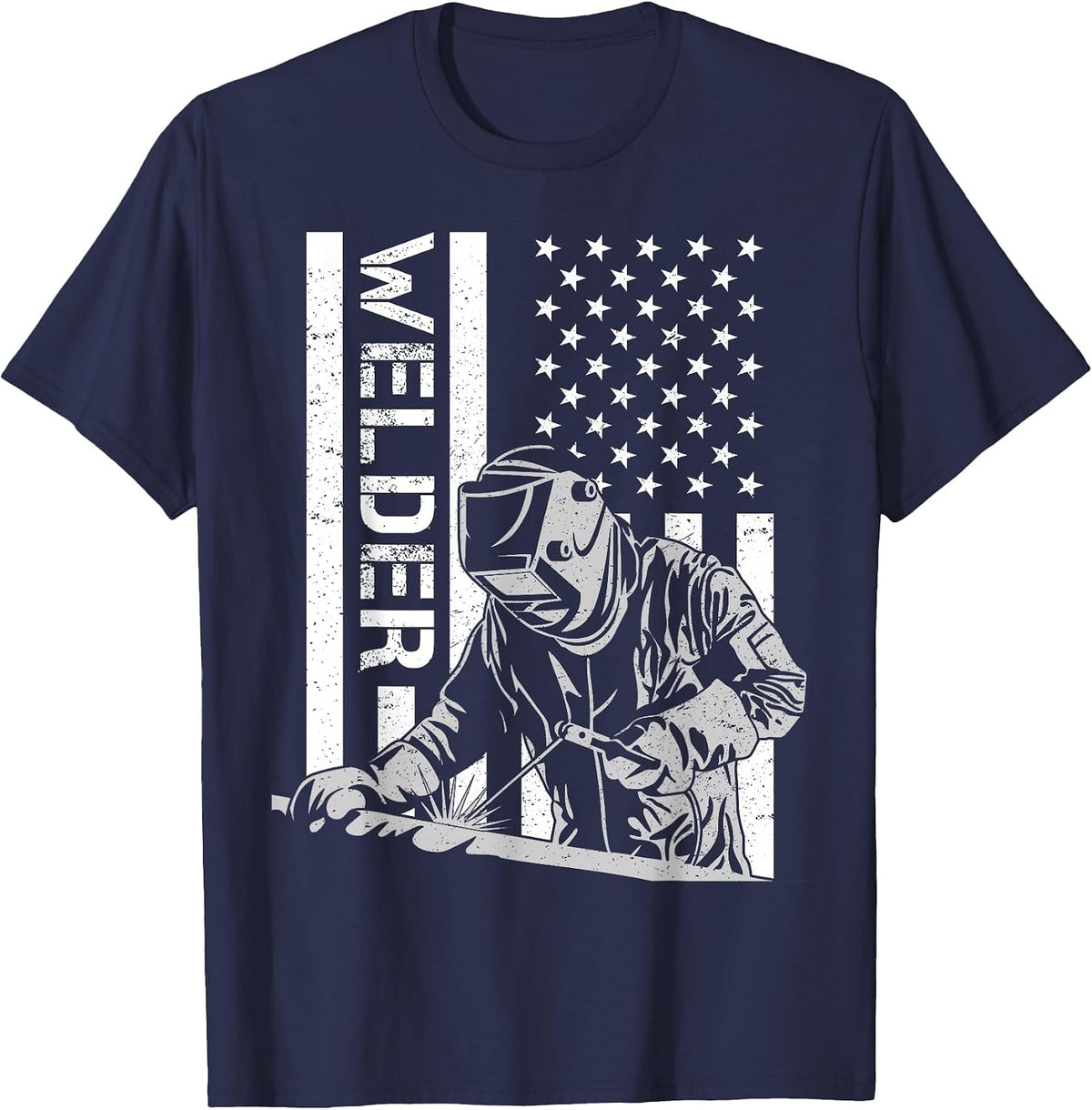 Cool Welder Welder Welding Metalwork USA Flag T-Shirt - Navy Blue