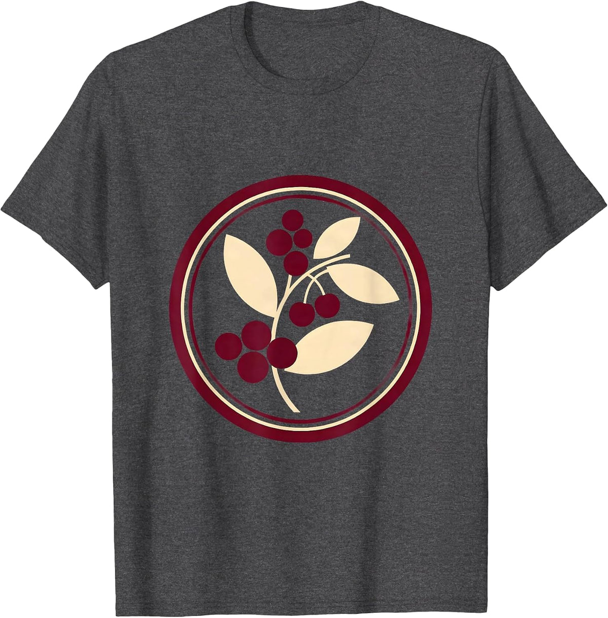 Men's Colombia Coffee Cherries Branch Botanical Illustration T-Shirt - Dark Heather Grey