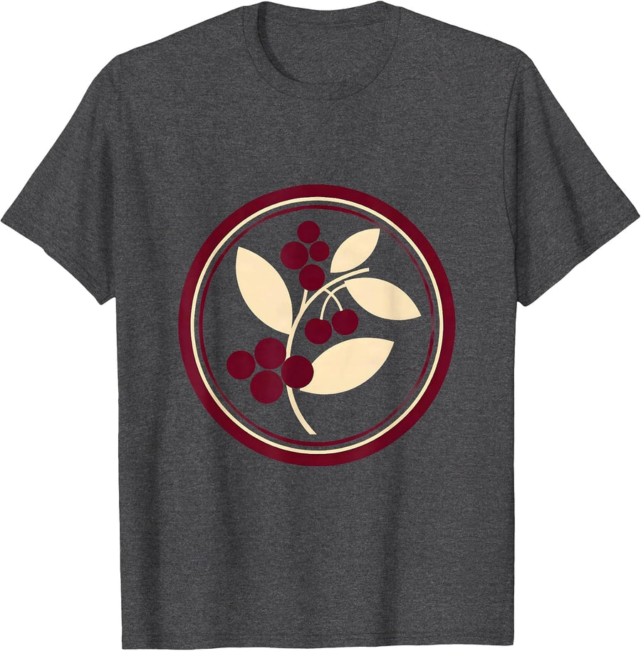 Men's Colombia Coffee Cherries Branch Botanical Illustration T-Shirt - Dark Heather Grey