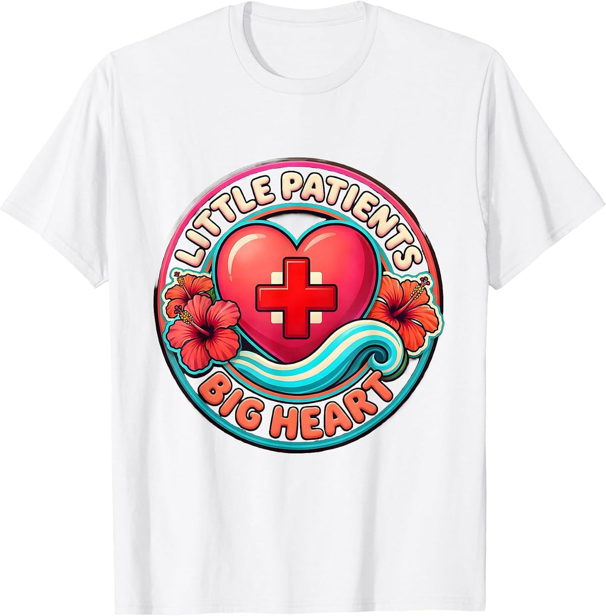 Men's Little Patients Big Heart School Nurse Design T-Shirt - White