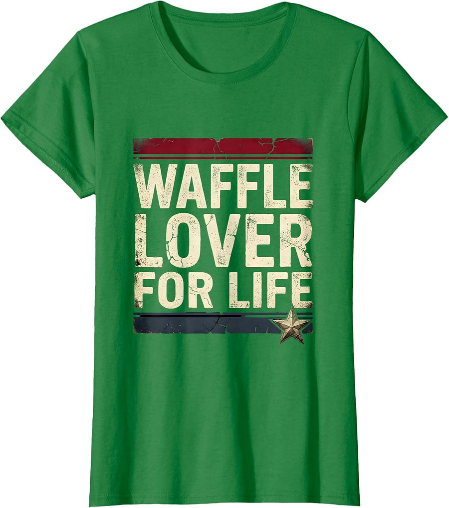Women's Waffle Lover For Life Breakfast Foodie Design T-Shirt - Kelly Green