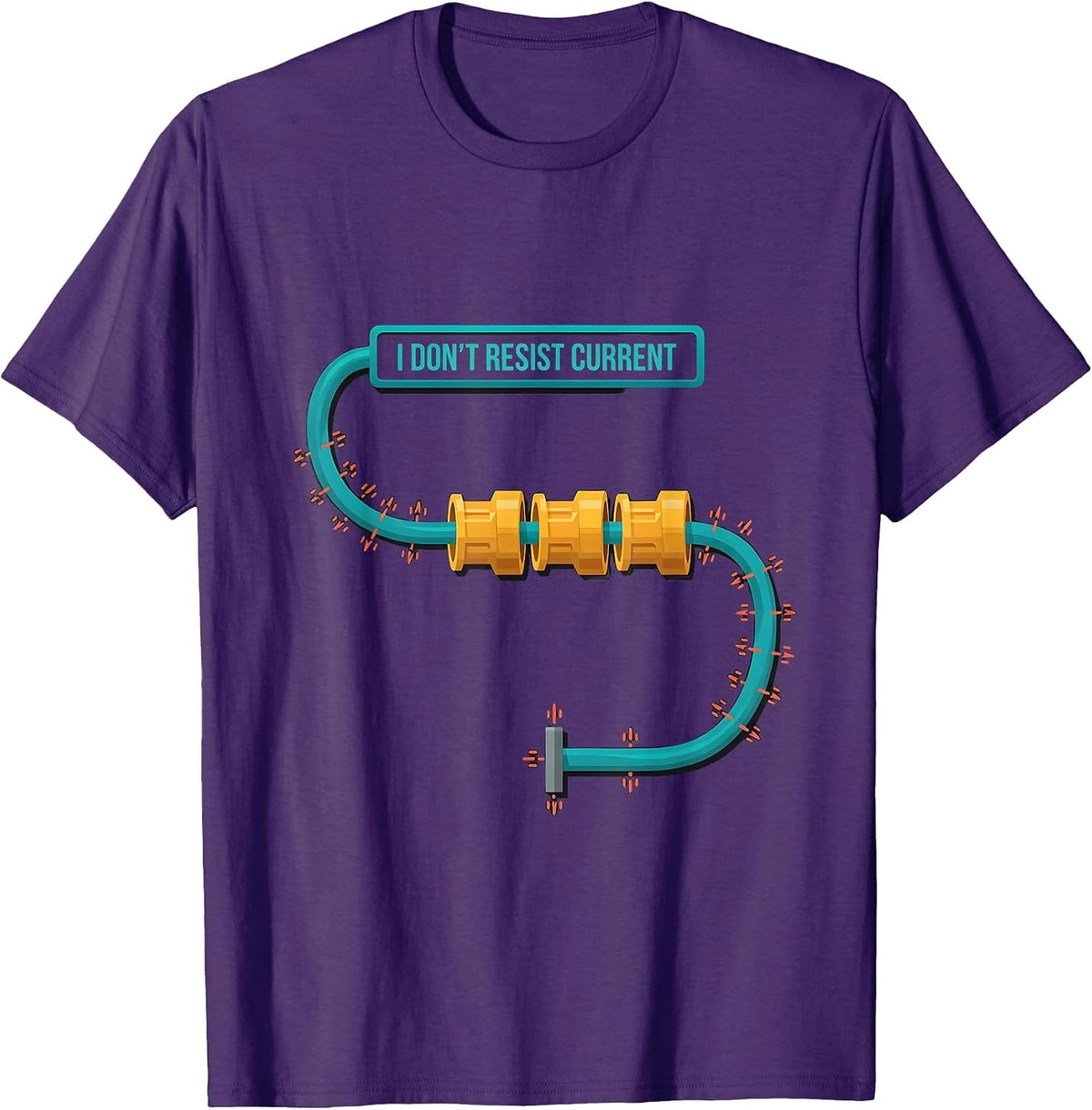 Men's I Don't Resist Current Funny Electrician Skeleton Humor T-Shirt - Purple