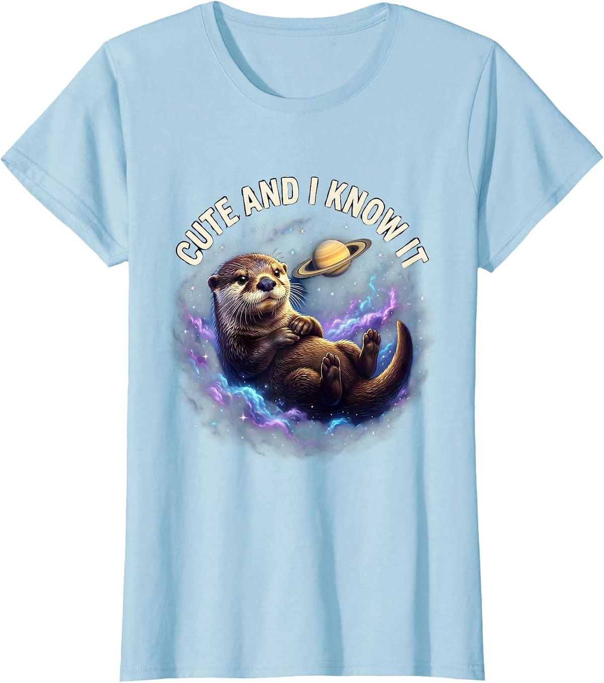 Cute Otter And I Know It Funny Animal Design T-Shirt - Baby Blue