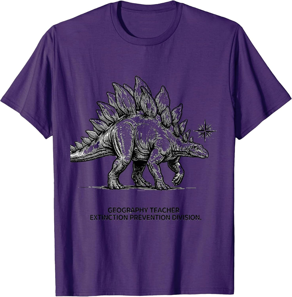 Men's Geography Teacher, Extinction Prevention Division Funny T-Shirt - Purple