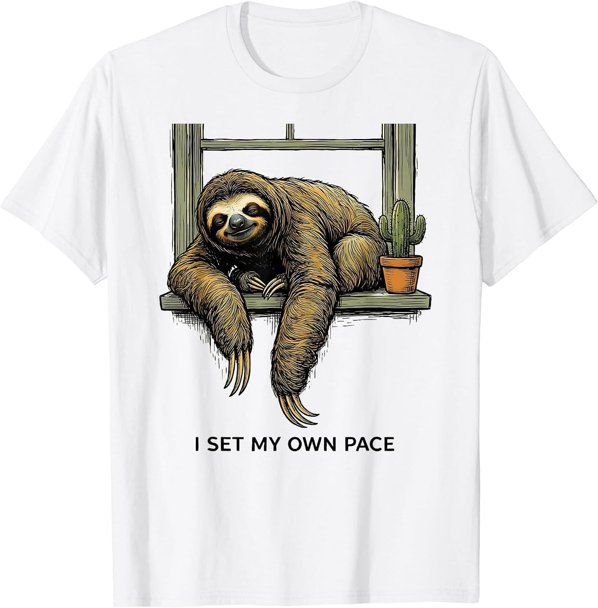 Men's I Set My Own Pace Funny Sloth Lover Animal Humor Gift T-Shirt - White
