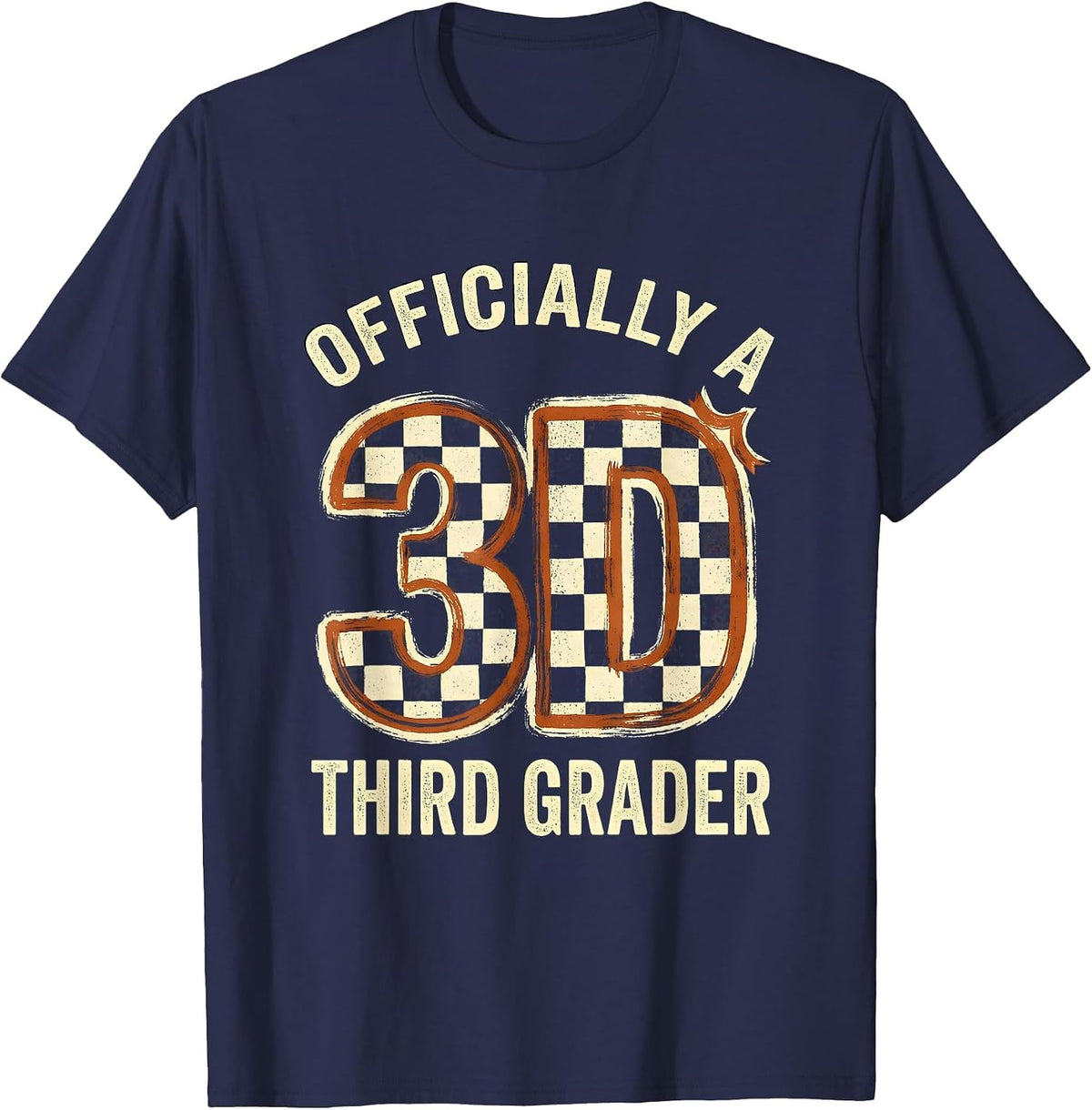 Men's Officially A Third Grader Playful Teacher Girl Back To T-Shirt - Navy Blue