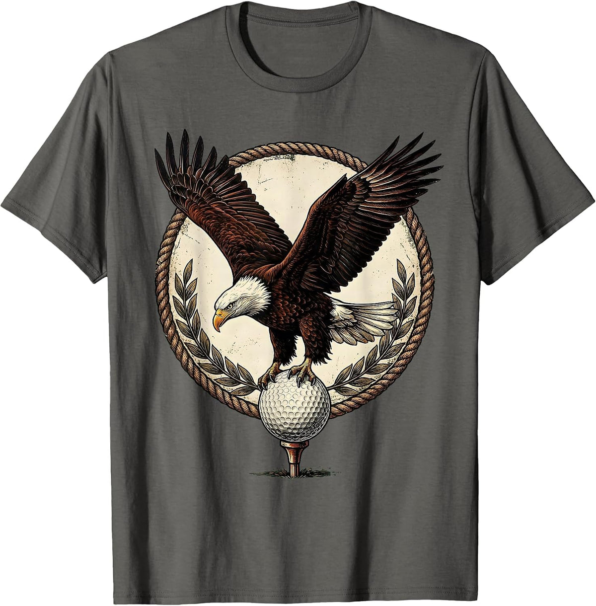 Bald Eagle Golf Dive Graphic Tee T-Shirt - Asphalt Grey