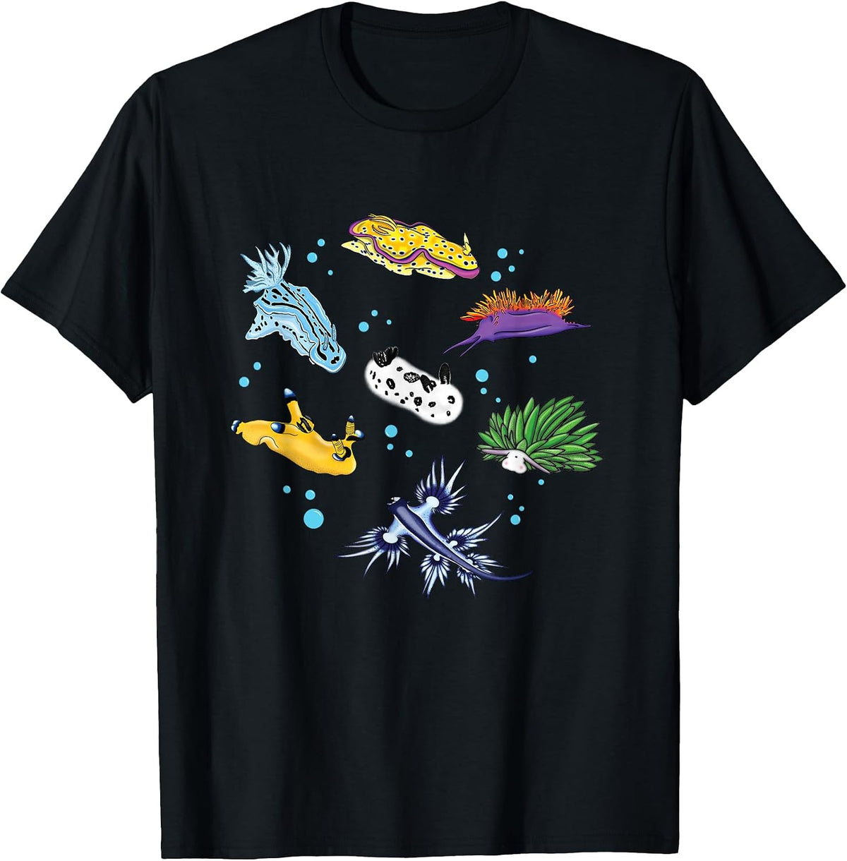 Nudibranch Sea Slug Ocean Scuba Diver Snorkeling Aquarium T-Shirt, Men, Black, Small - As Pictured