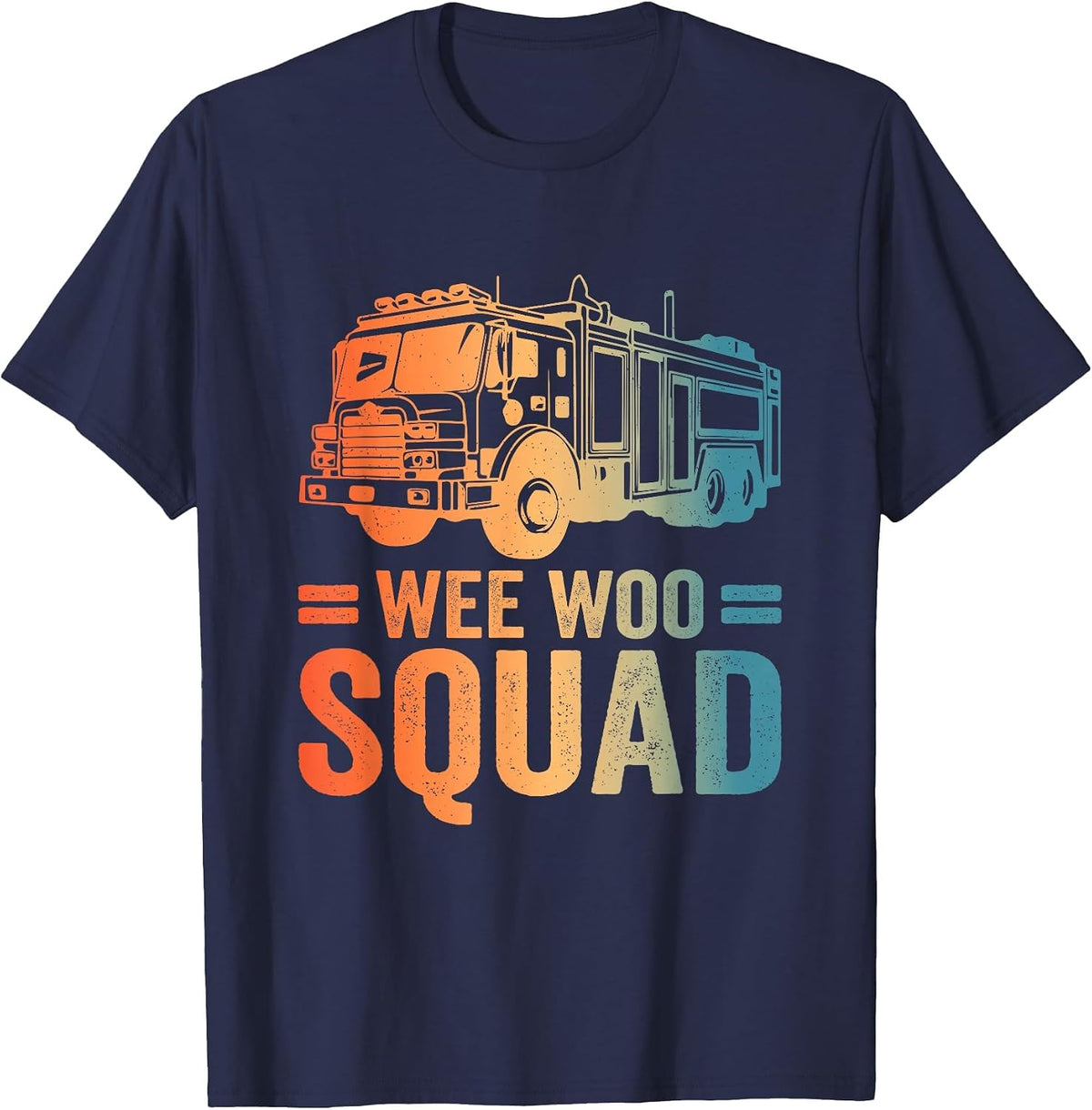 Funny Firefighter Shirt Men Women Kids Fire Truck Fireman T-Shirt - Navy Blue