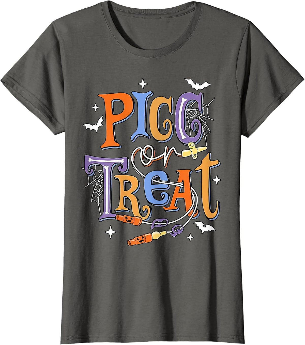 PICC Or Treat Vascular Access Team PICC IV Nurse Halloween T-Shirt - Asphalt Grey