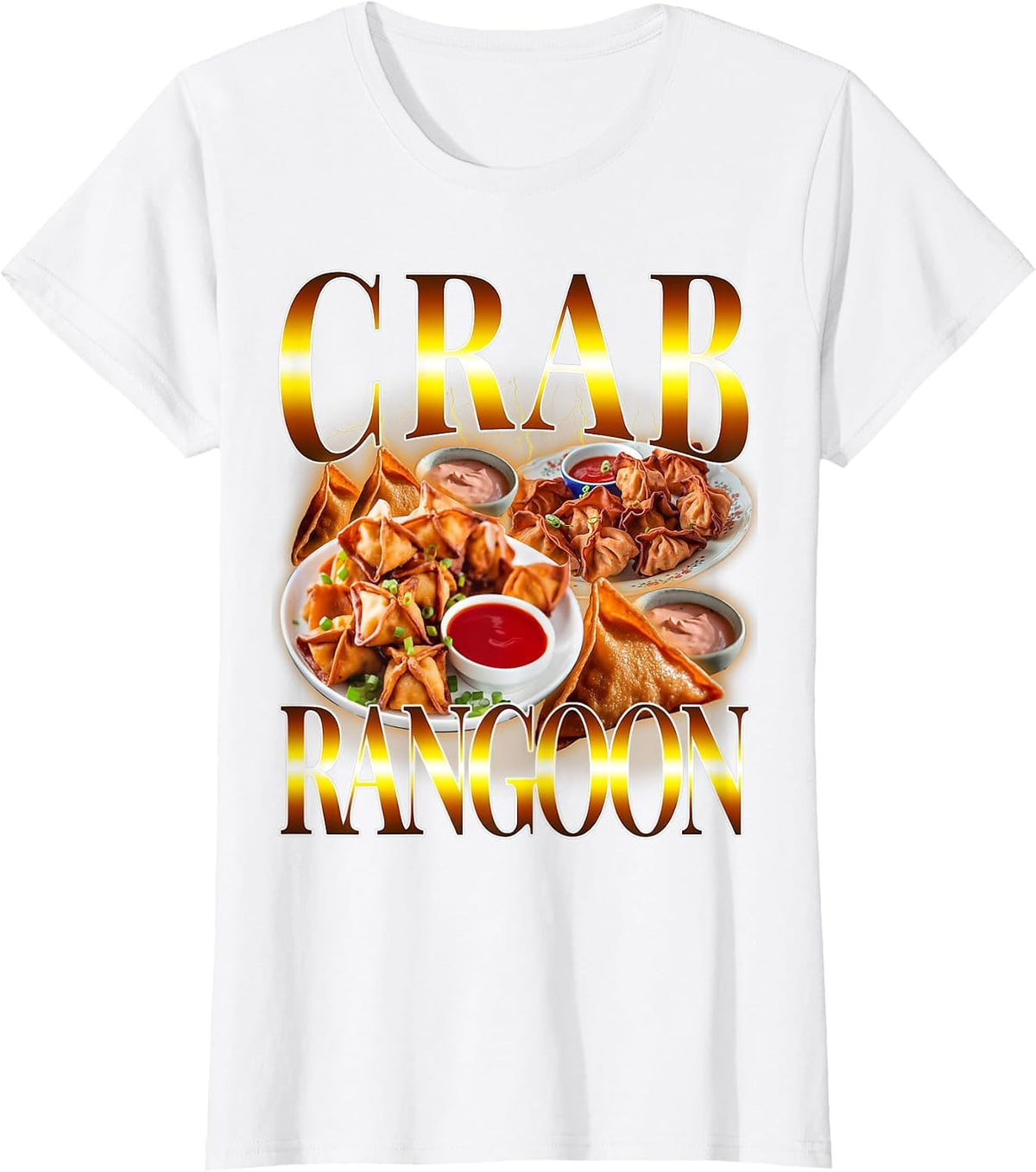 Funny Crab Rangoon Meme Bootleg Retro Vintage Rap Style 90s T-Shirt - White