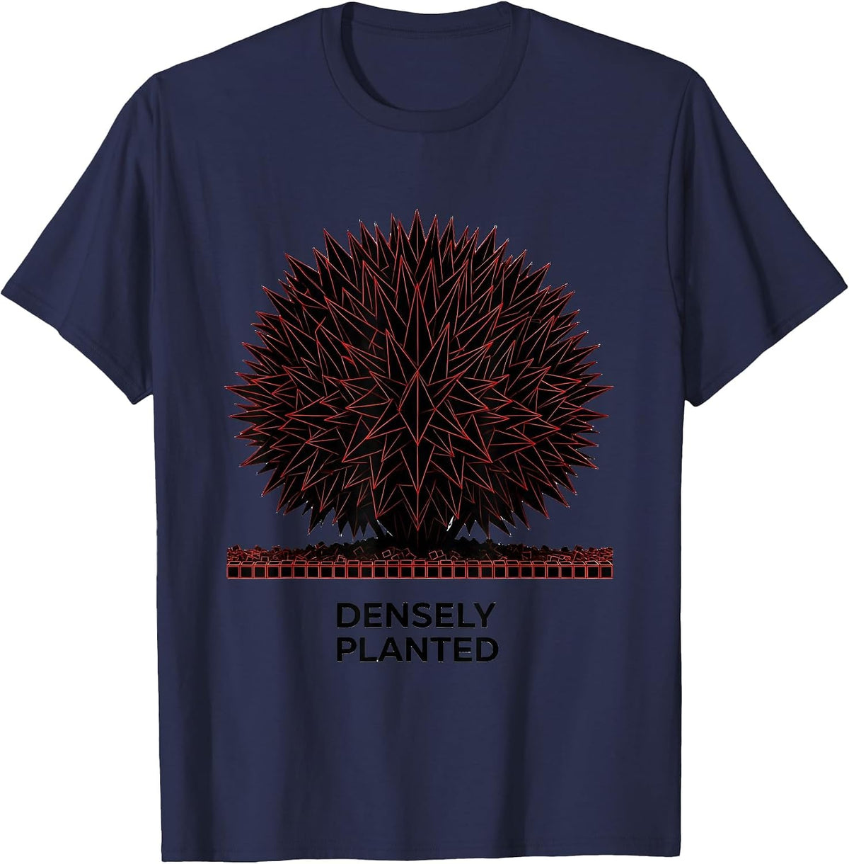 Densely Planted Geometric Gardener Houseplant Lover Humor T-Shirt - Navy Blue