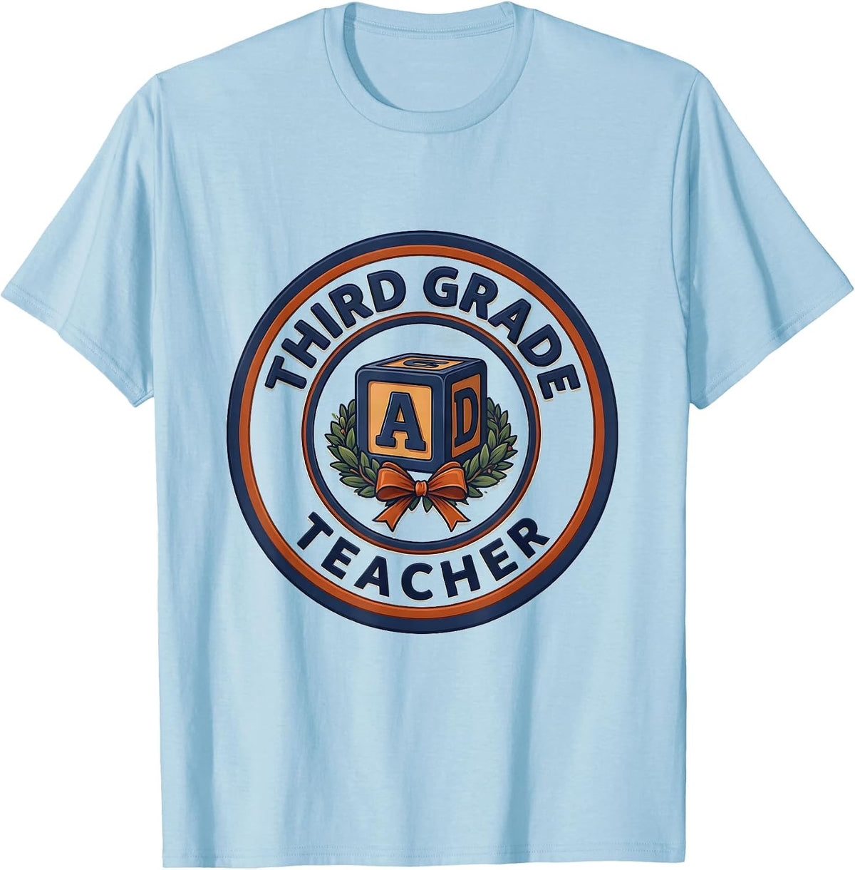 Men's Third Grade Teacher Back to School Grade Coquette Patchwork T-Shirt - Baby Blue