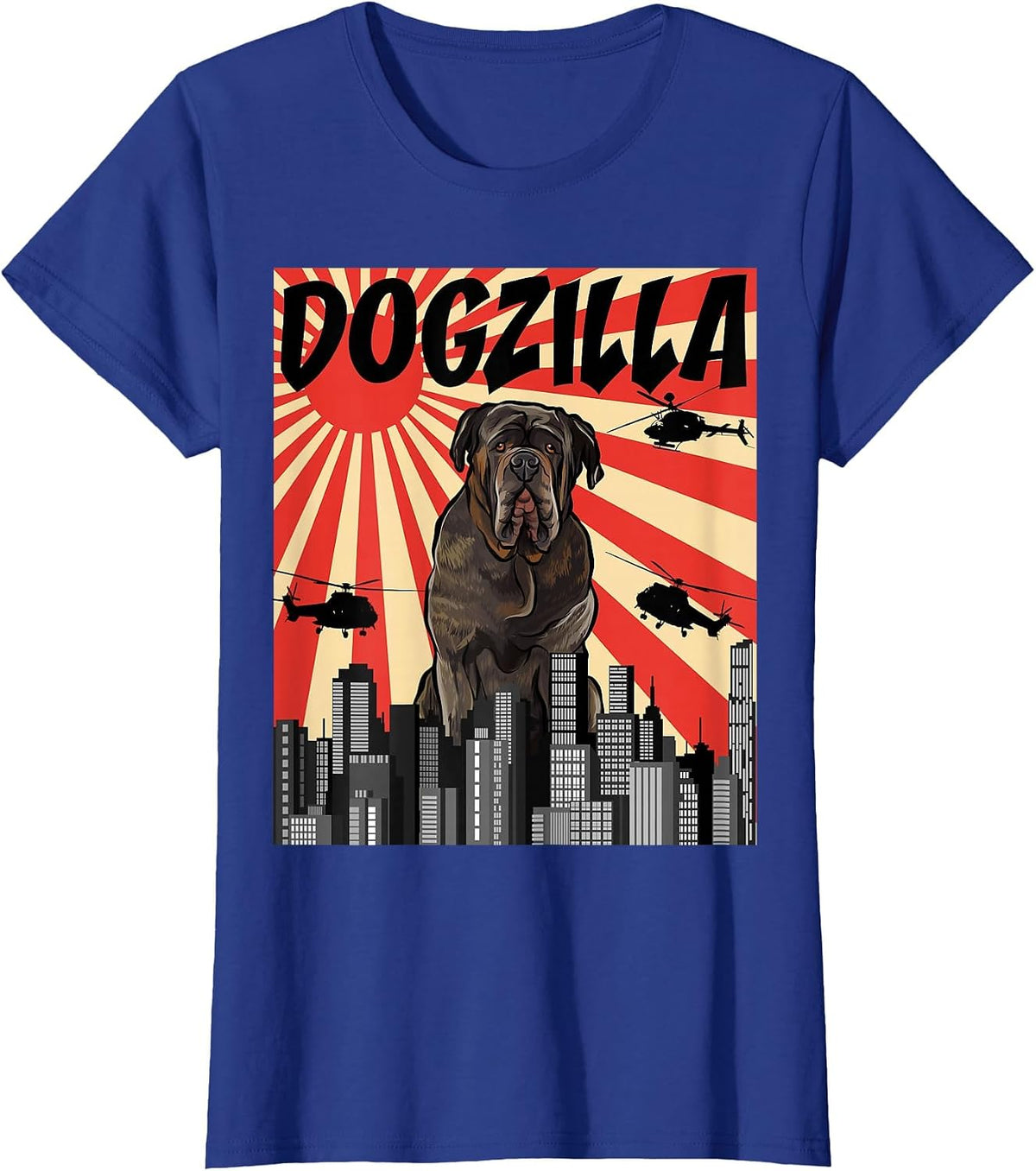 Funny Retro Japanese Dogzilla Neapolitan Mastiff T-Shirt - Royal Blue